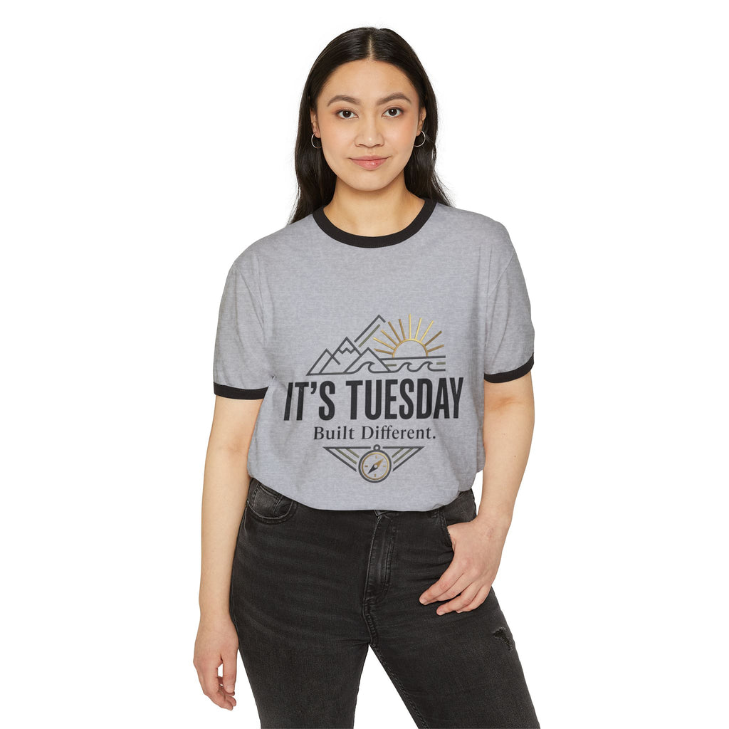 It's Tuesday Ringer T-Shirt — Built Different Retro Mountain Graphic