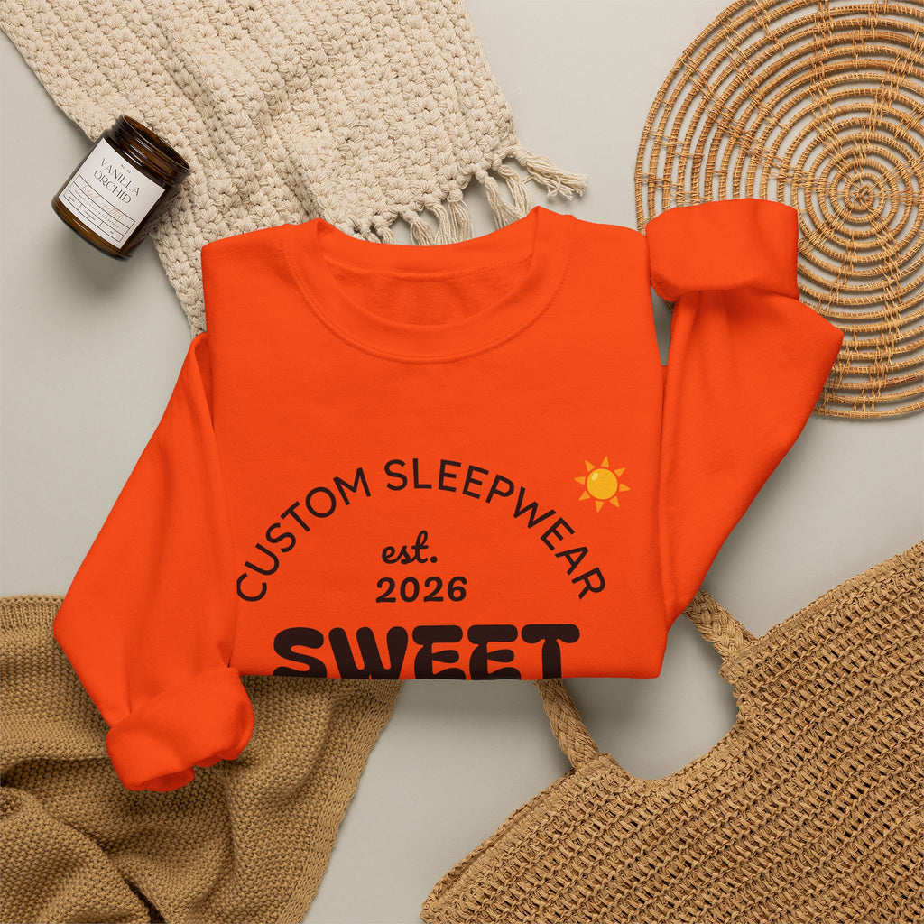 Sweet Dreams graphic Crewneck Sweatshirt | Custom Sleepwear logo, cherries