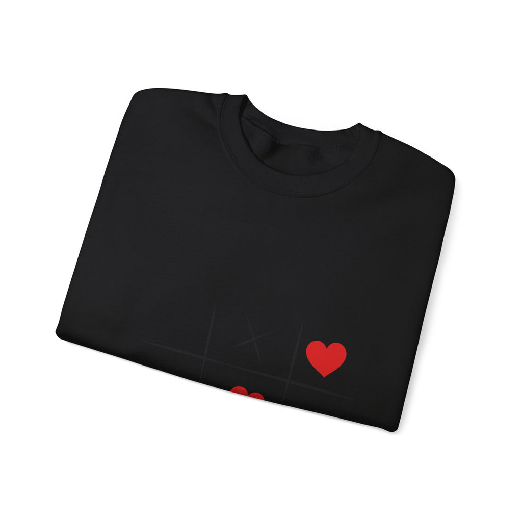 Tic-Tac-Toe Heart Crewneck Sweatshirt — Cute Valentine Graphic Pullover