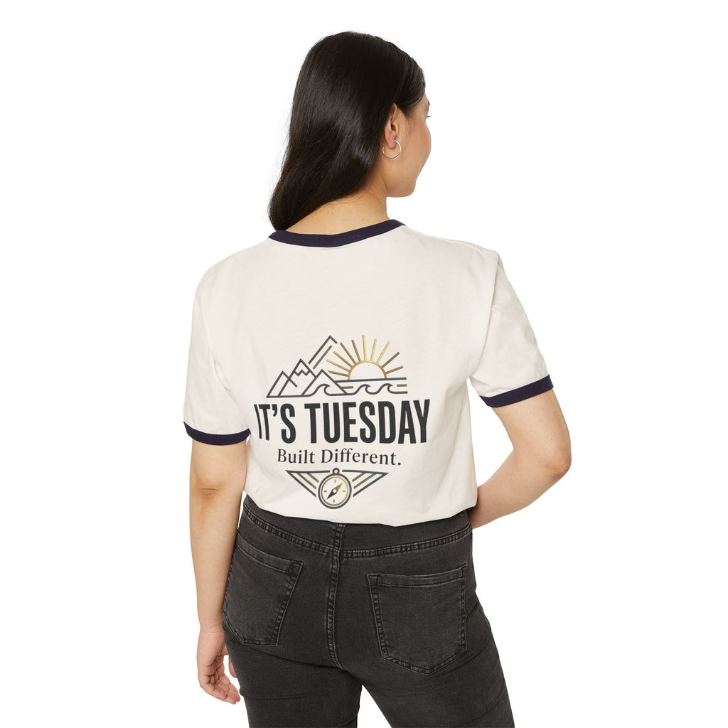 It's Tuesday Ringer T-Shirt — Built Different Retro Mountain Graphic