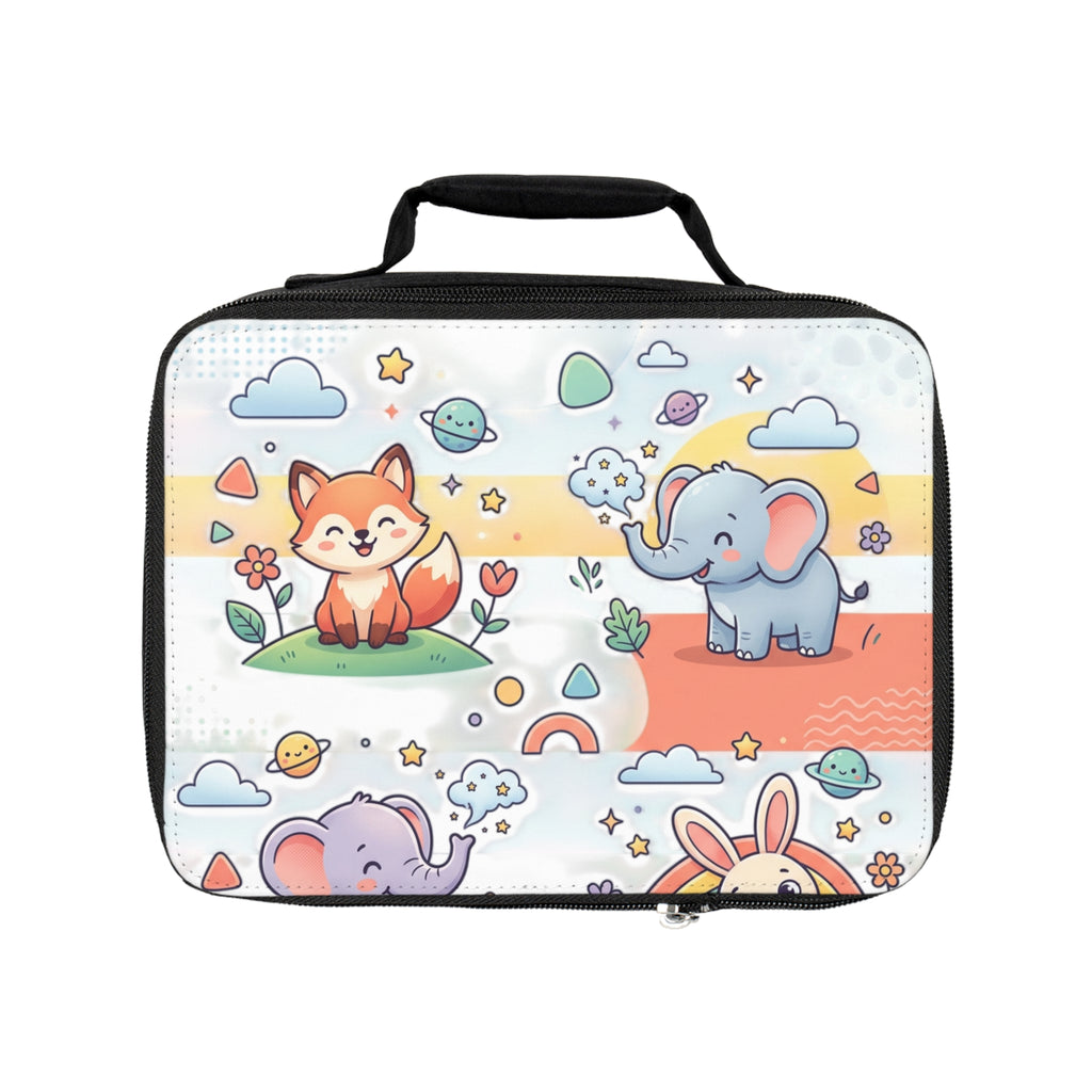 Cute Woodland & Safari Kids Lunch Bag — Fox, Elephant & Bunny Insulated Bento Tote