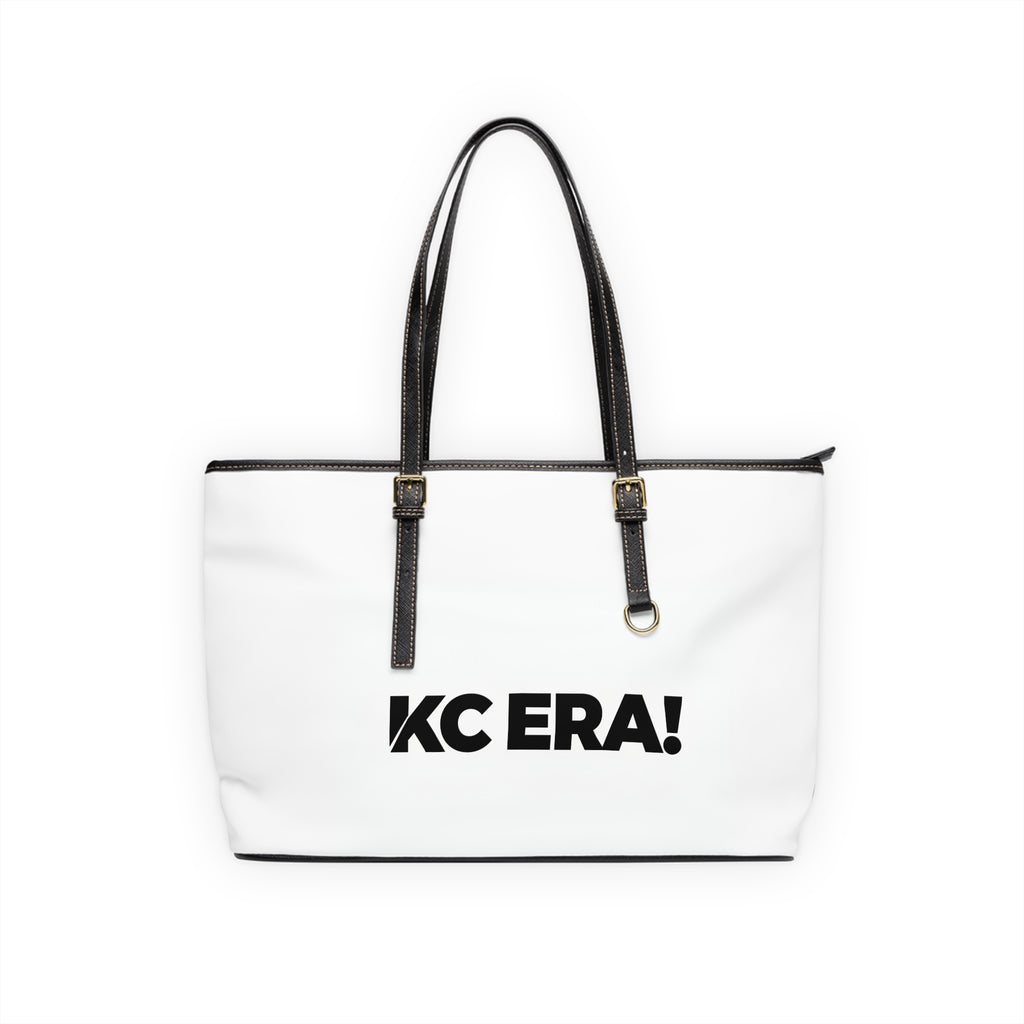 KC ERA! PU Leather Shoulder Bag — Bold White Tote for Everyday Use