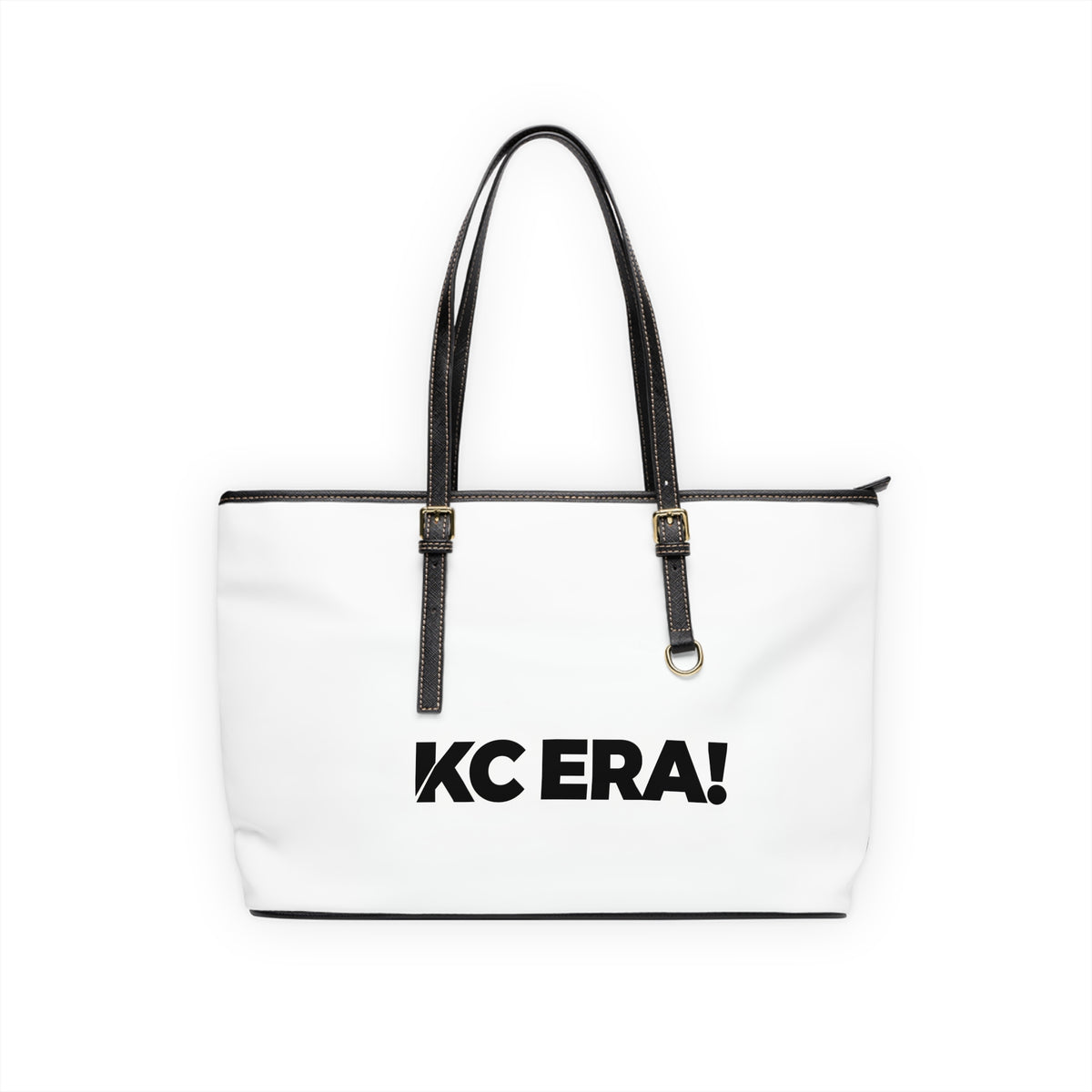 KC ERA! PU Leather Shoulder Bag — Bold White Tote for Everyday Use