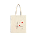 Tic-Tac-Love Canvas Tote — Minimal Heart Tic-Tac-Toe Grocery Bag