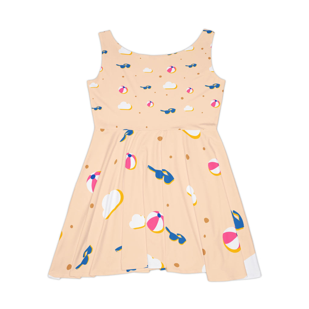 Skater Dress - Peach Beach Print with Sunglasses & Beach Balls
