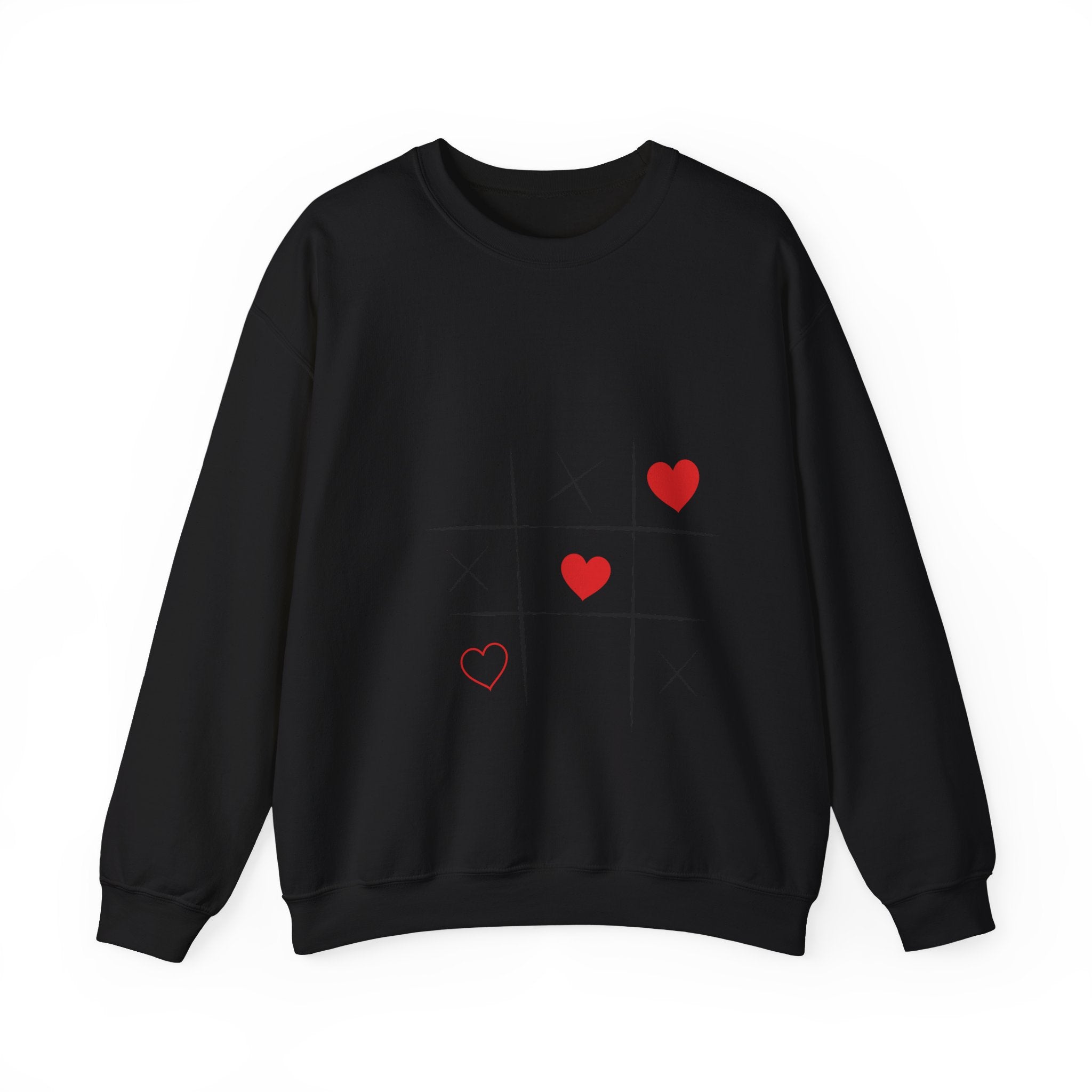 Tic-Tac-Toe Heart Crewneck Sweatshirt — Cute Valentine Graphic Pullover
