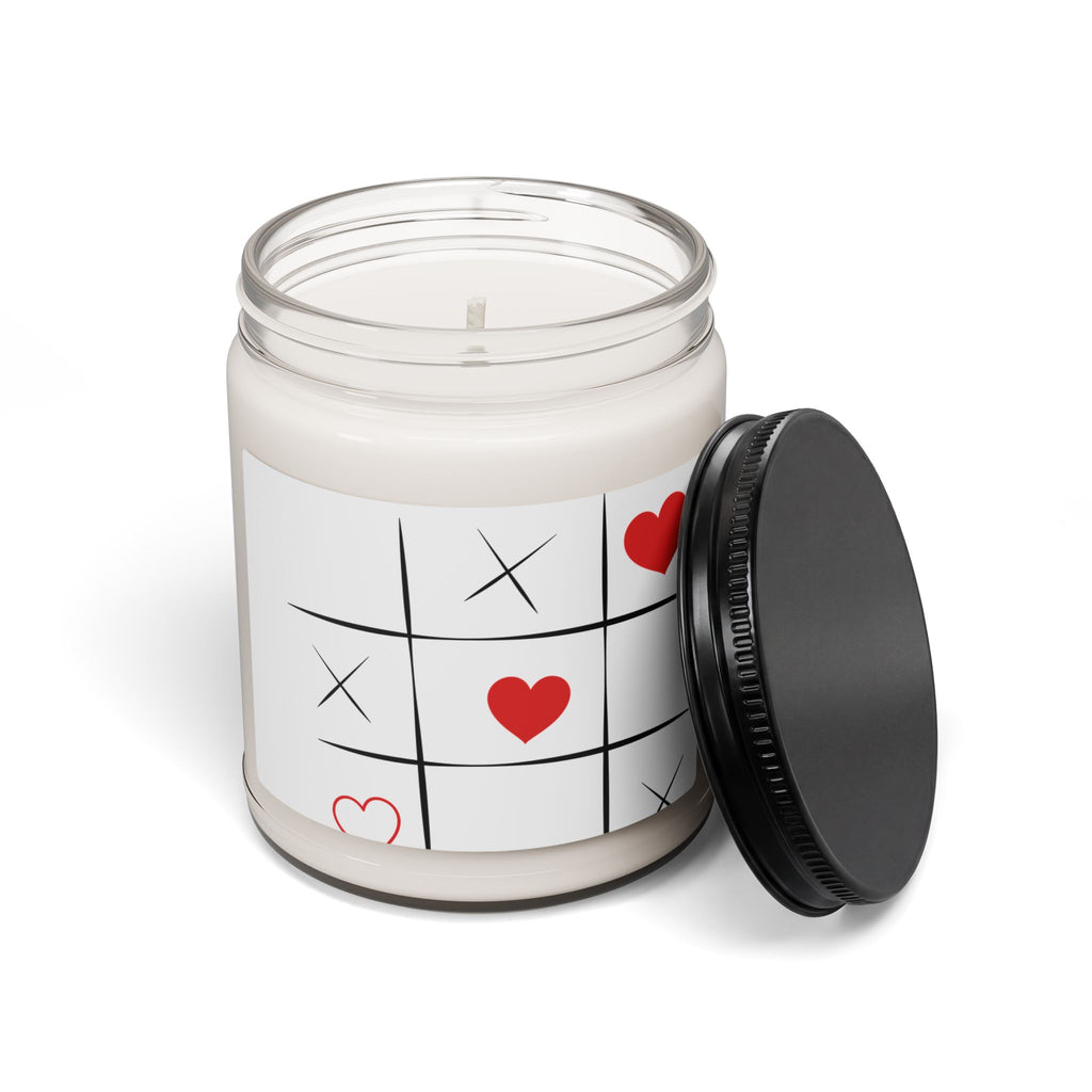 Tic Tac Toe Heart Soy Candle — 9oz Scented Jar (Romantic, Valentine’s Day Gift)