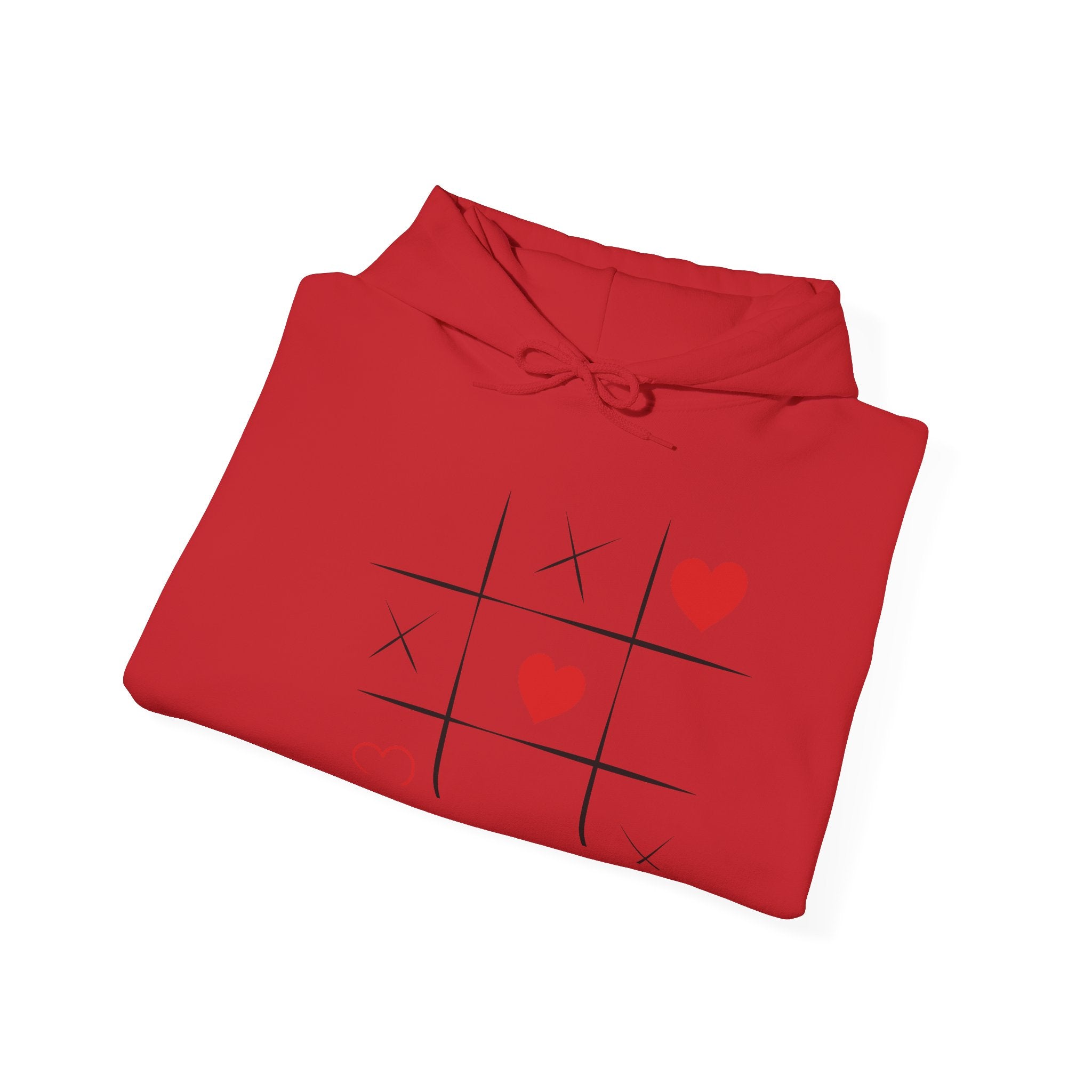 Heart Tic-Tac-Toe Hoodie — Cute Cherry Sleeve Graphic Hoodie