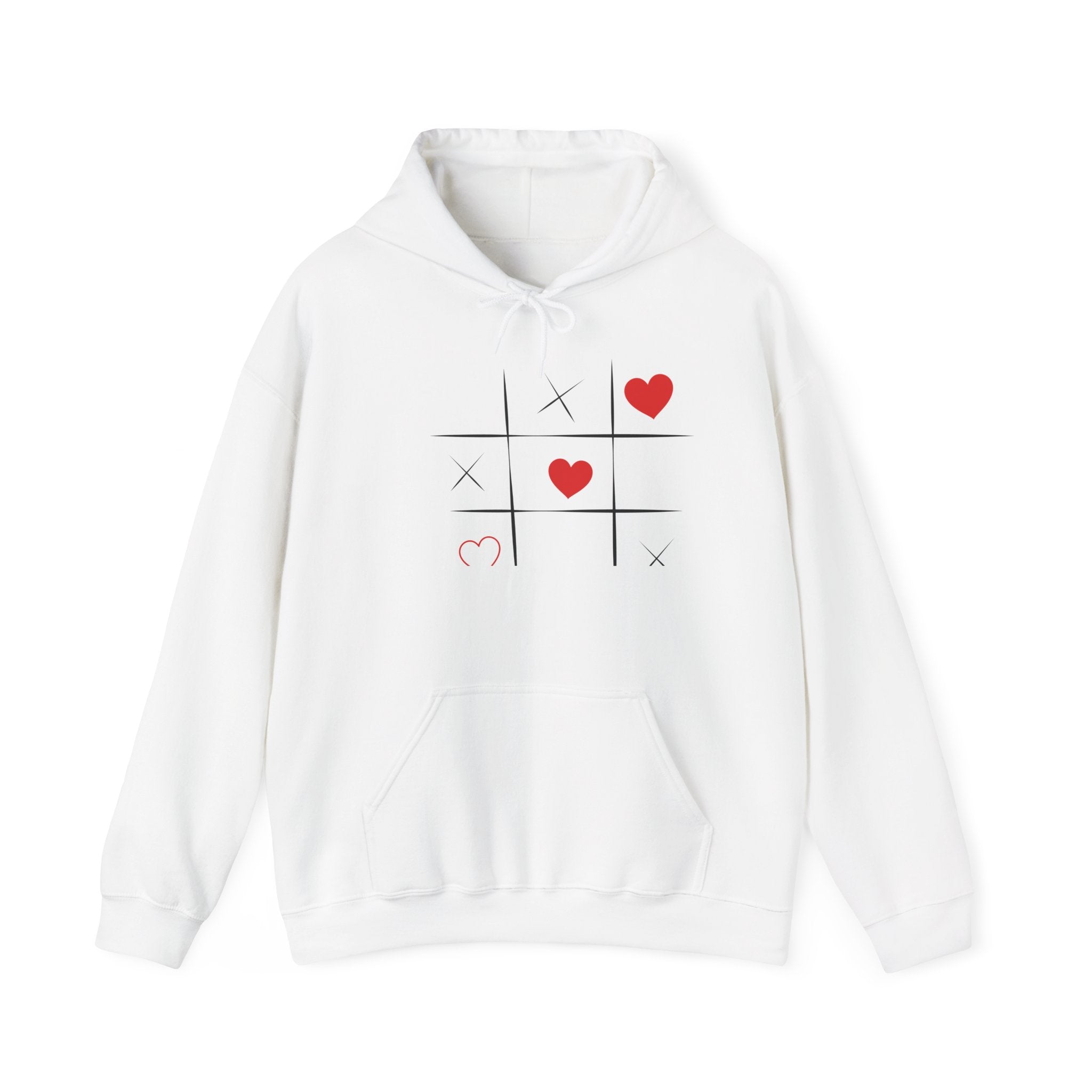 Heart Tic-Tac-Toe Hoodie — Cute Minimal Valentine’s Sweatshirt