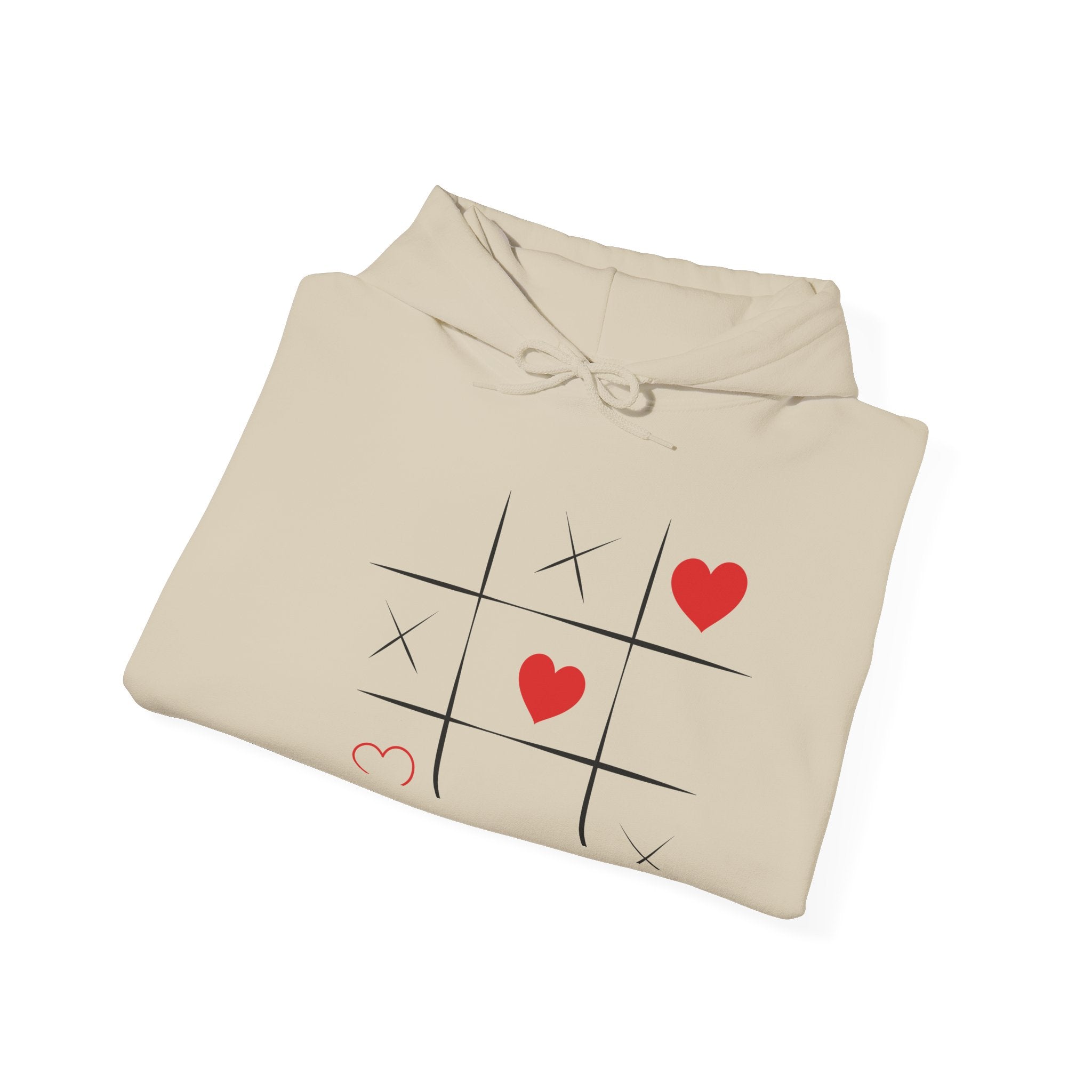 Heart Tic-Tac-Toe Hoodie — Cute Cherry Sleeve Graphic Hoodie