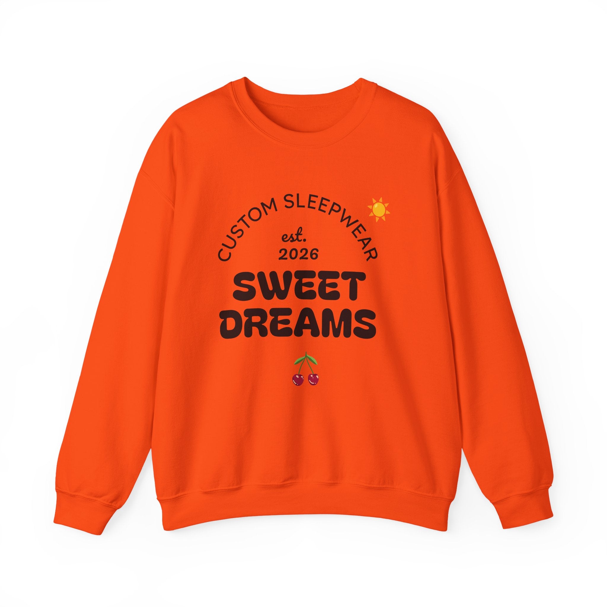 Sweet Dreams graphic Crewneck Sweatshirt | Custom Sleepwear logo, cherries