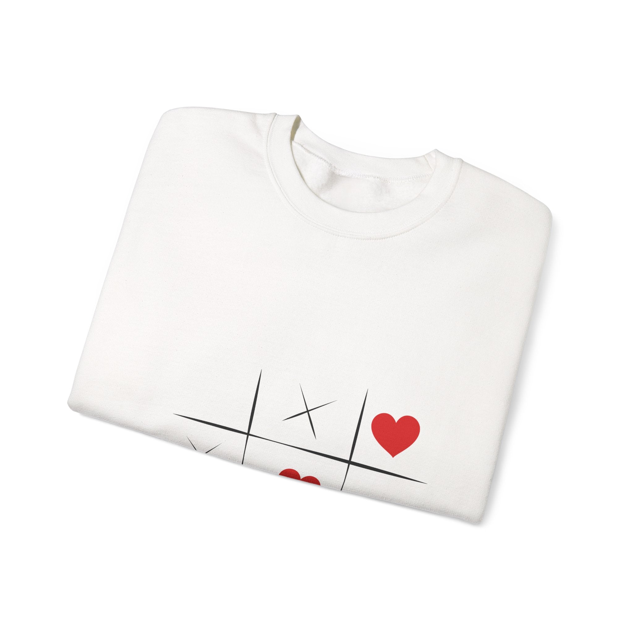 Tic-Tac-Toe Heart Crewneck Sweatshirt — Cute Valentine Graphic Pullover