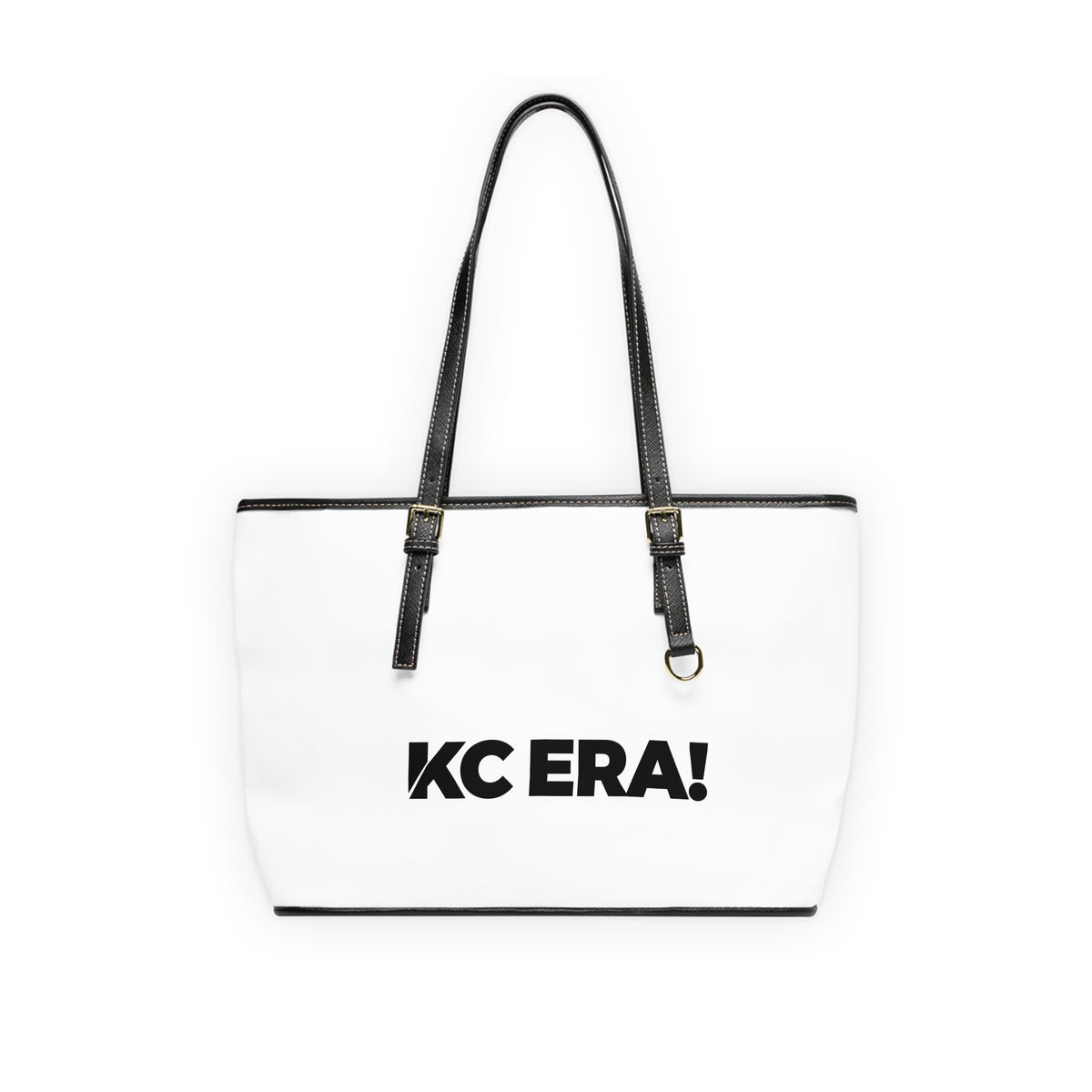KC ERA! PU Leather Shoulder Bag — Bold White Tote for Everyday Use