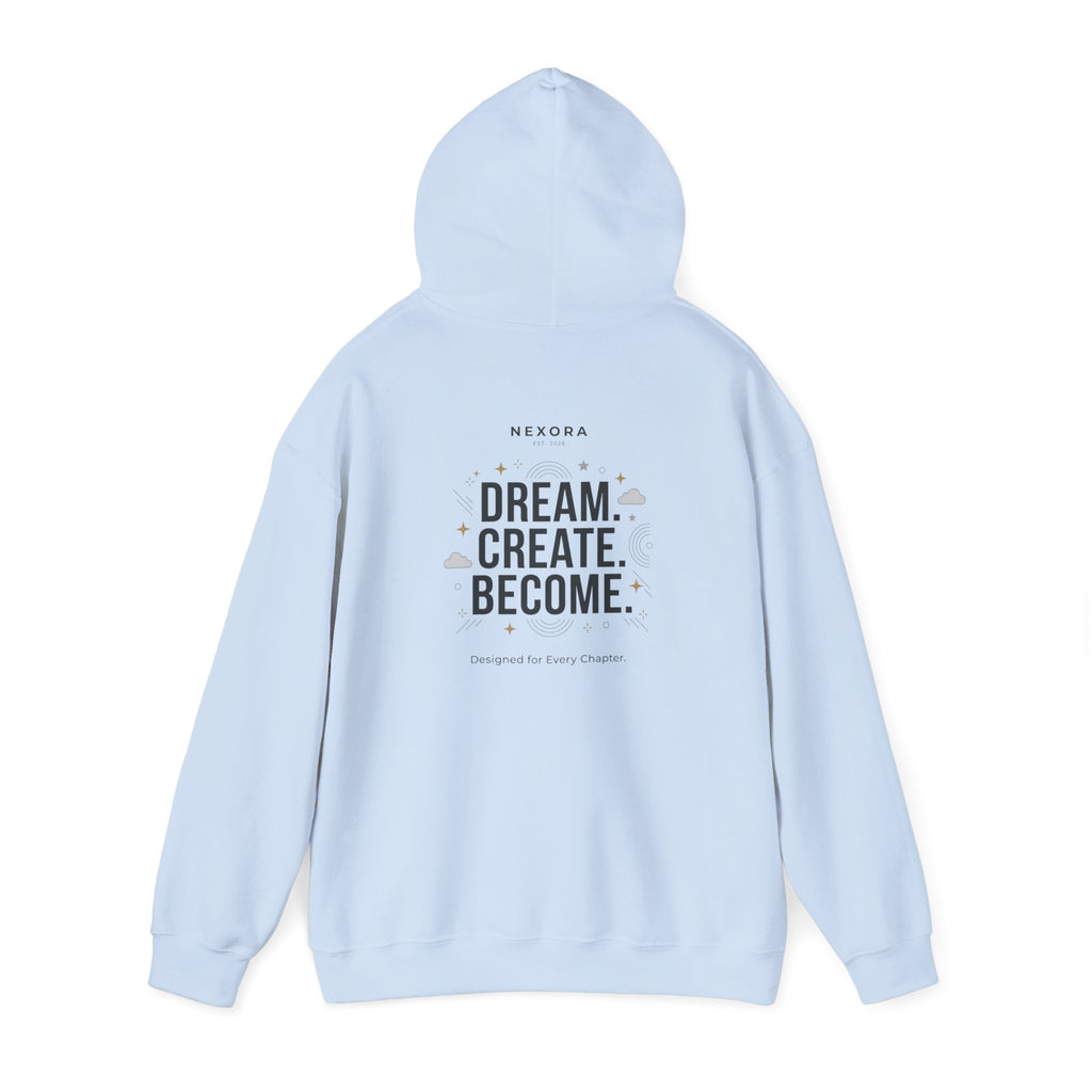 Hoodie — "Status: Unbothered" Front + "Dream. Create. Become." Back Graphic Hoodie