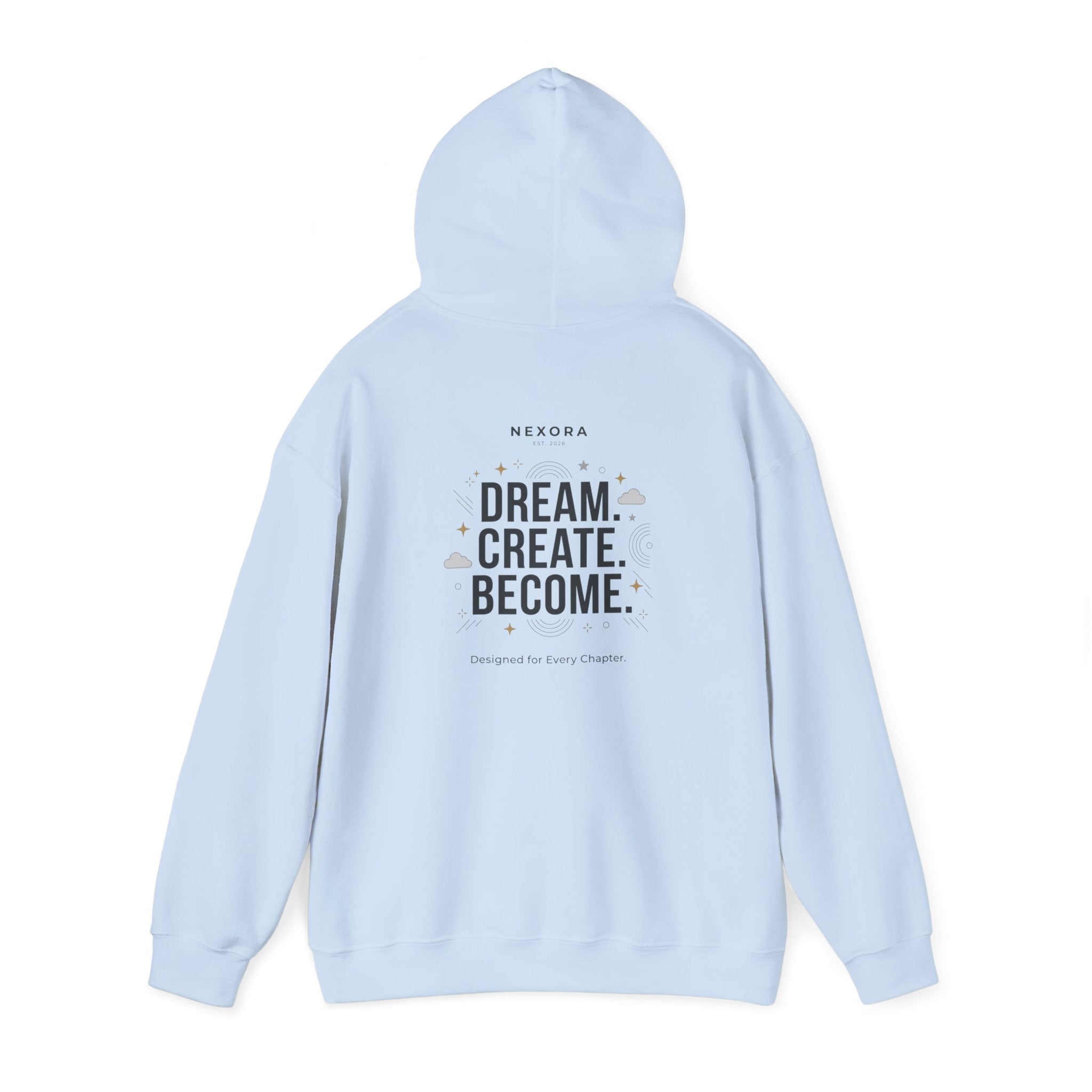 Hoodie — "Status: Unbothered" Front + "Dream. Create. Become." Back Graphic Hoodie