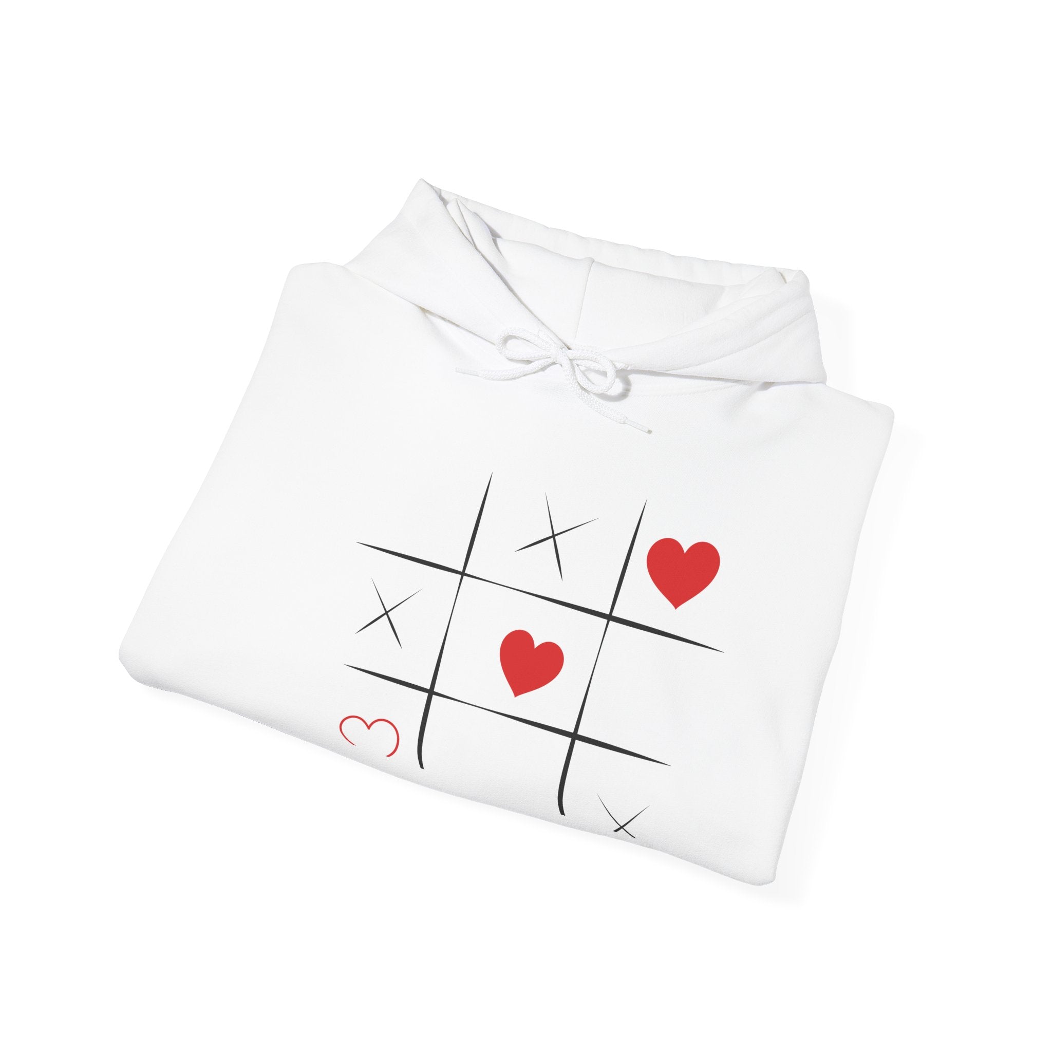 Heart Tic-Tac-Toe Hoodie — Cute Cherry Sleeve Graphic Hoodie