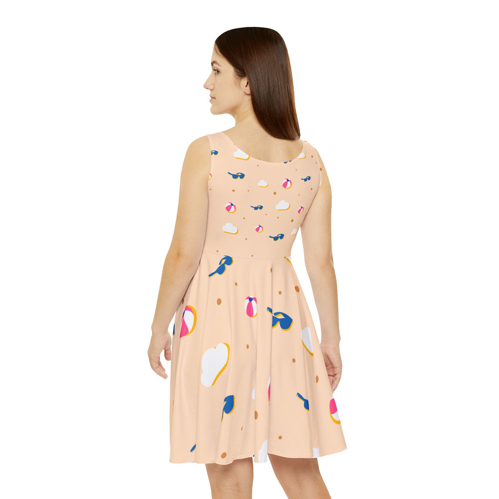 Skater Dress - Peach Beach Print with Sunglasses & Beach Balls