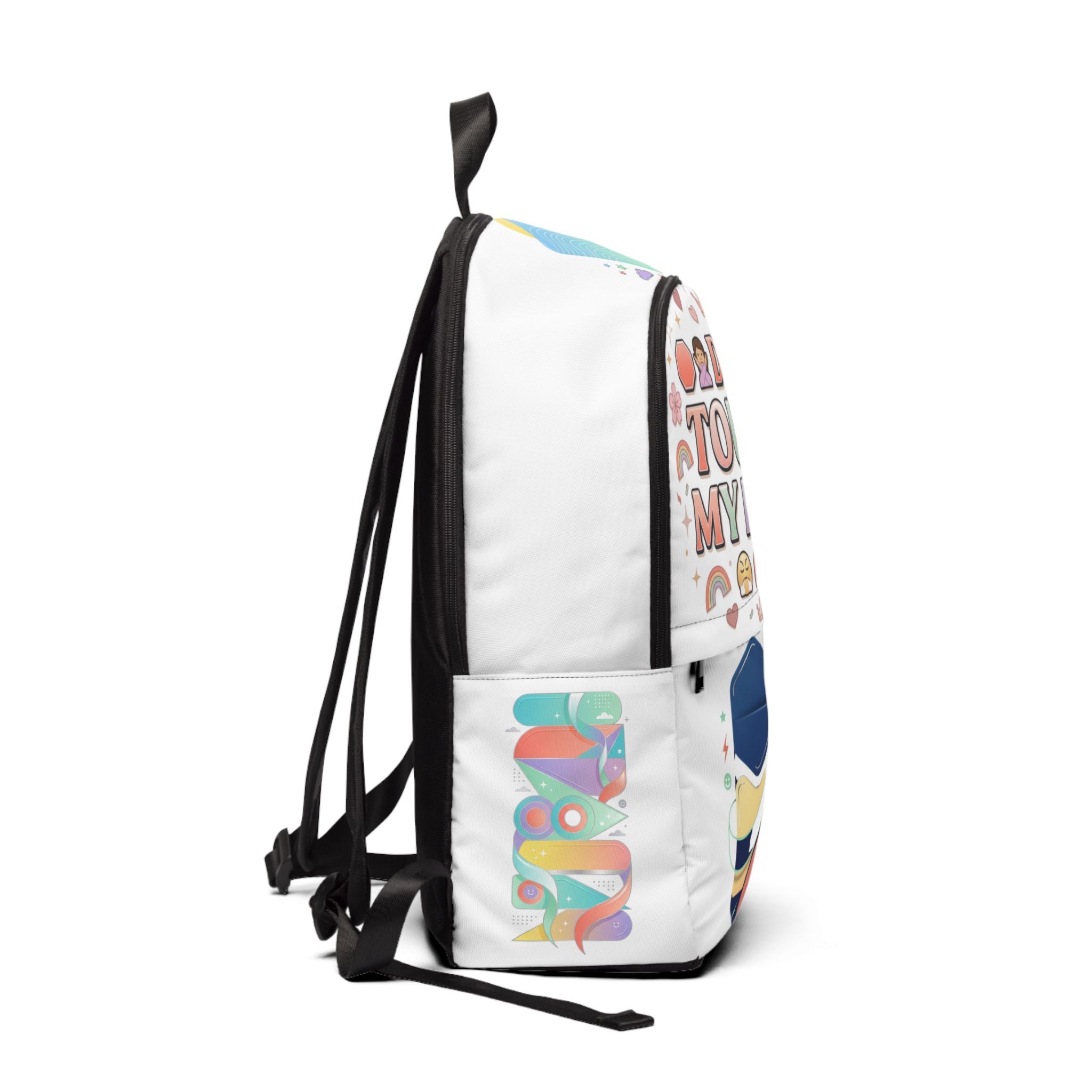 Don't Touch My Bag Backpack — Cute Pastel Emoji Graphic School Bag