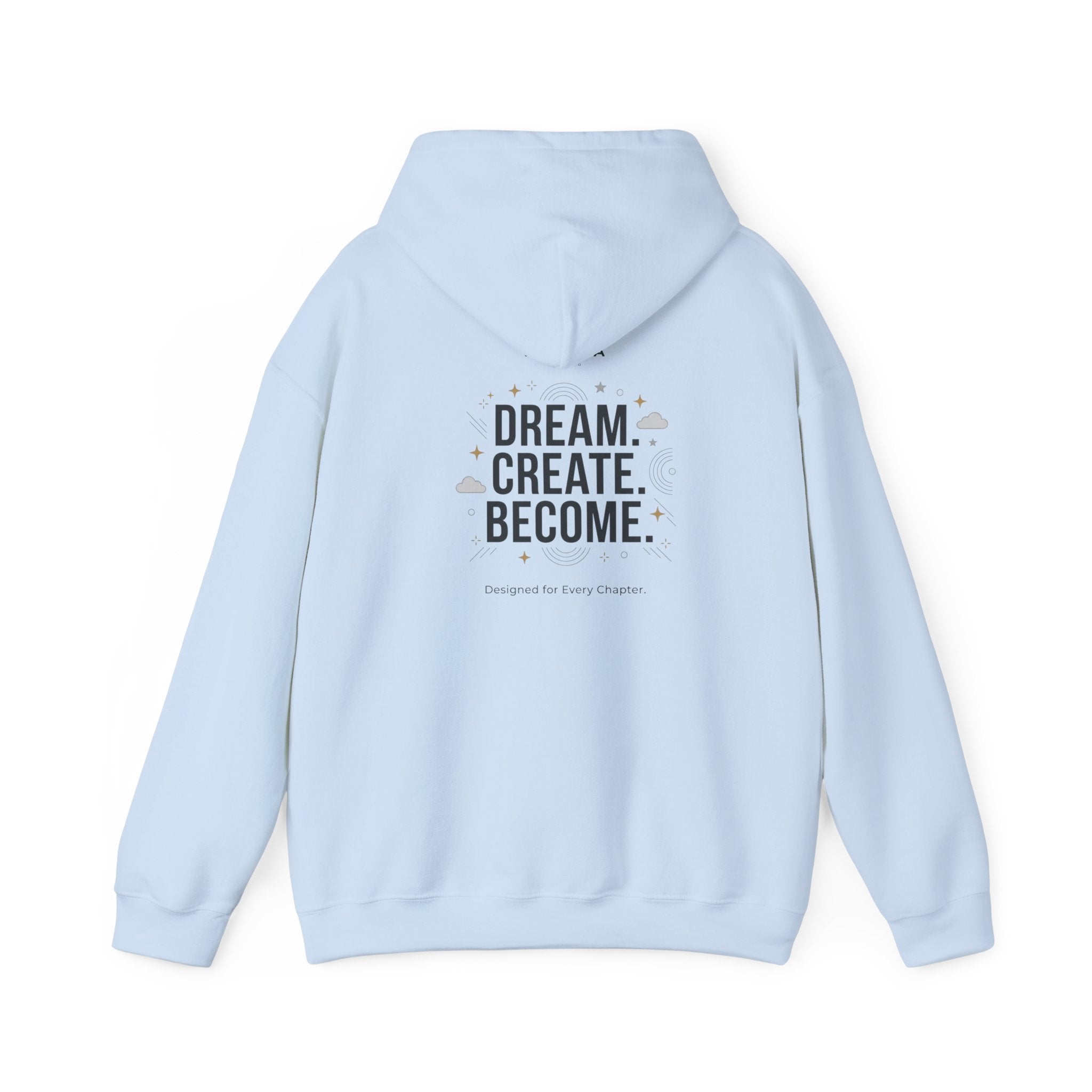 Hoodie — "Status: Unbothered" Front + "Dream. Create. Become." Back Graphic Hoodie