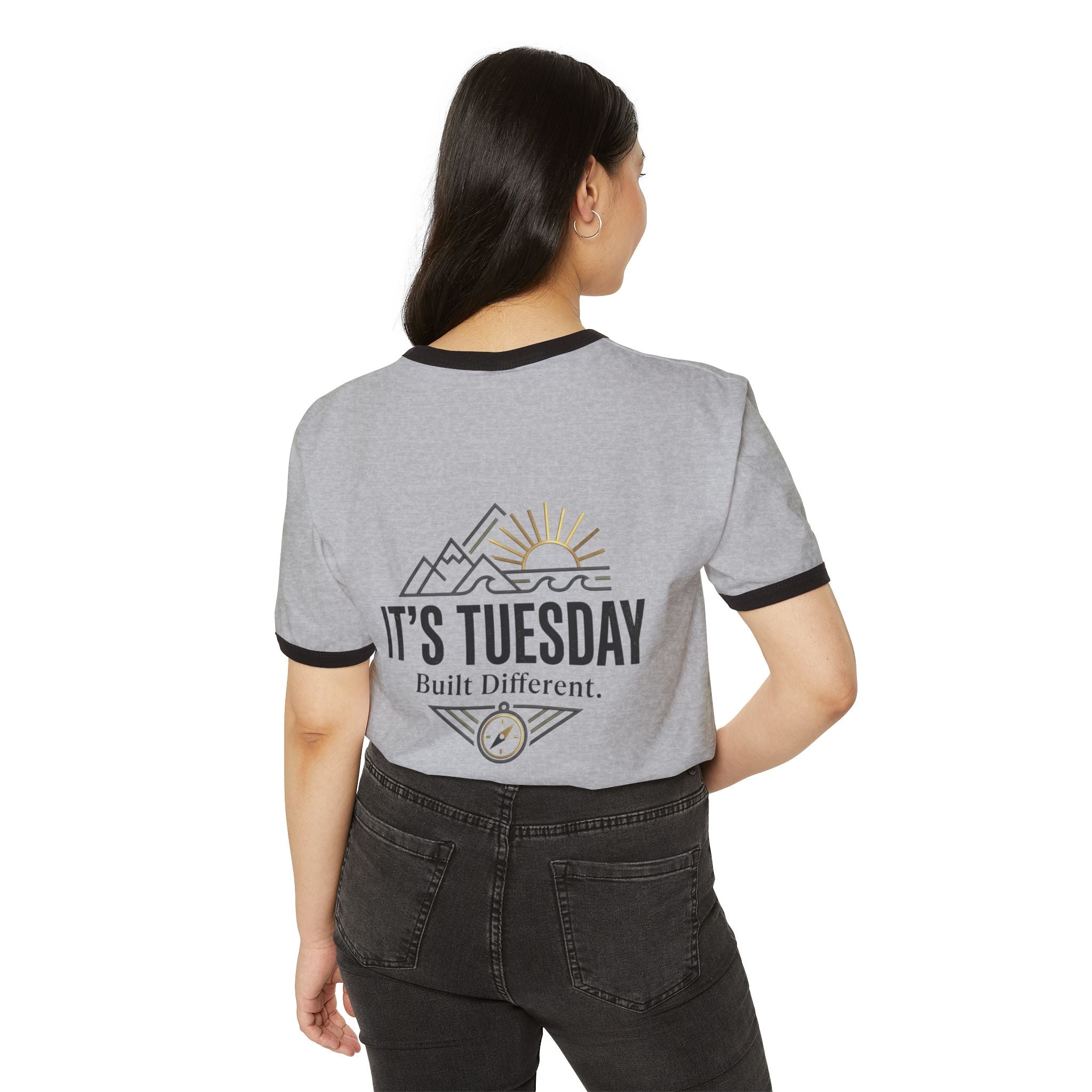 It's Tuesday Ringer T-Shirt — Built Different Retro Mountain Graphic