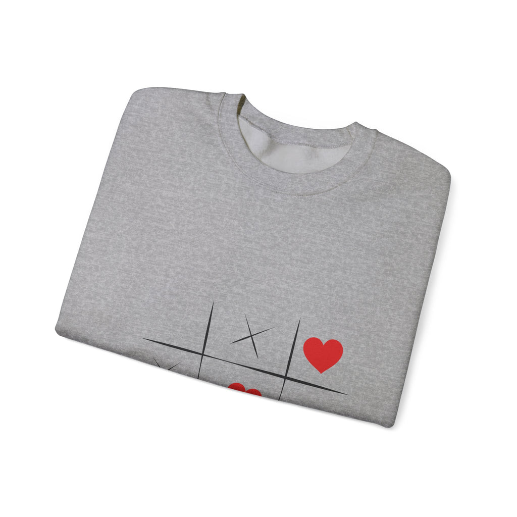 Tic-Tac-Toe Heart Crewneck Sweatshirt — Cute Valentine Graphic Pullover