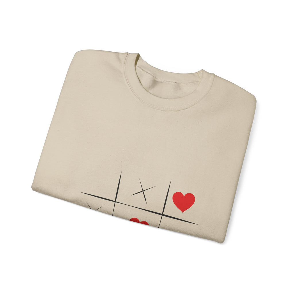 Tic-Tac-Toe Heart Crewneck Sweatshirt — Cute Valentine Graphic Pullover