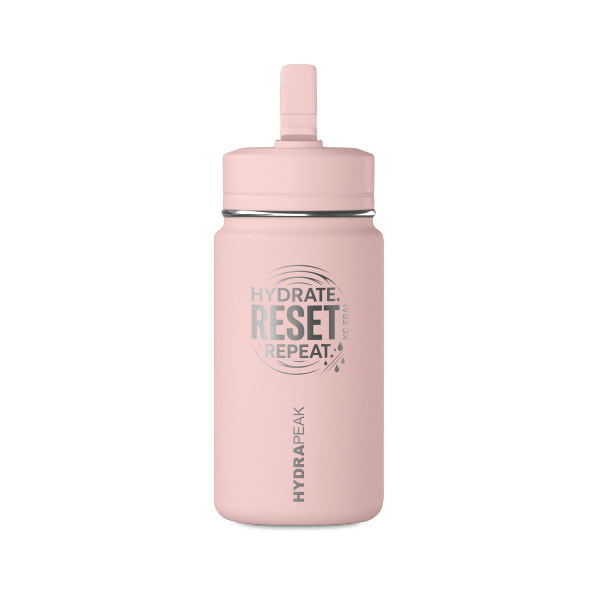 Mini Water Bottle — Pink ‘Hydrate. Reset. Repeat.’ 14oz Motivational Bottle
