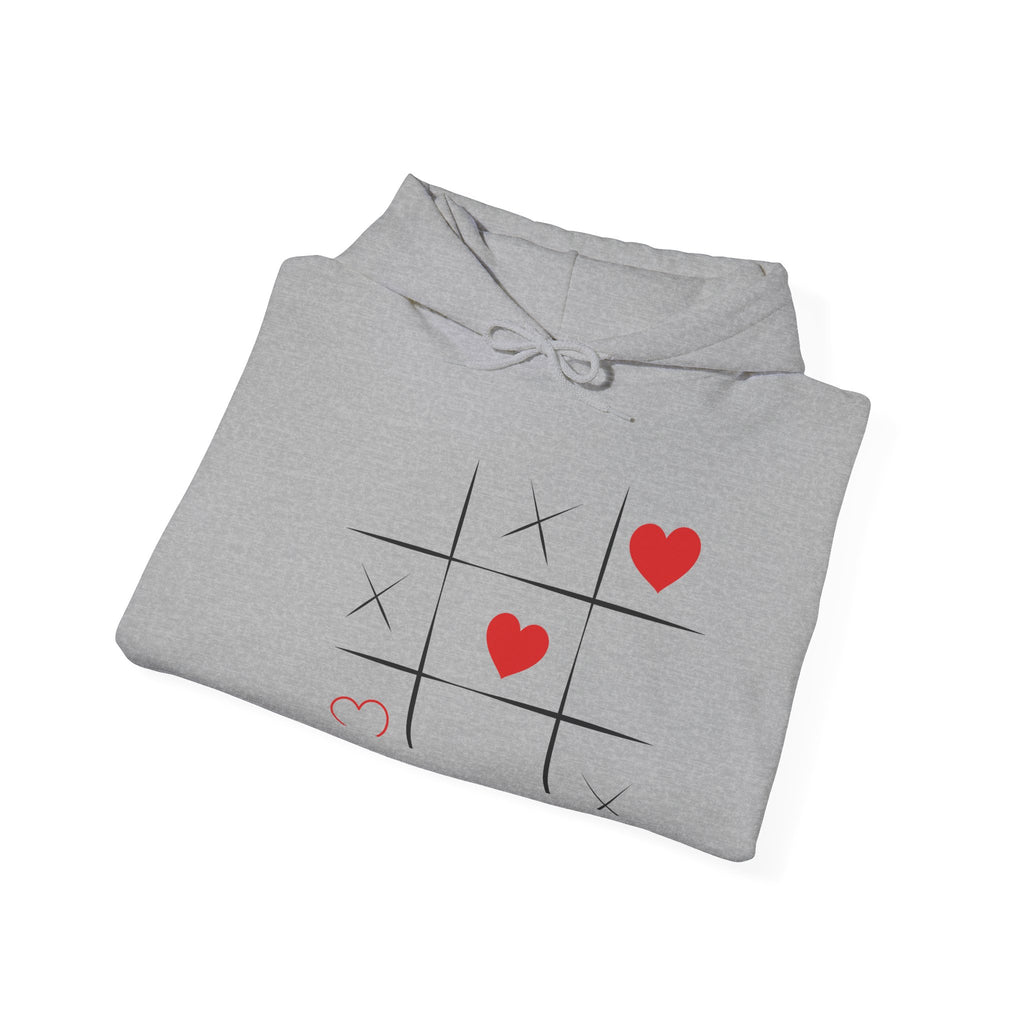Heart Tic-Tac-Toe Hoodie — Cute Minimal Valentine’s Sweatshirt