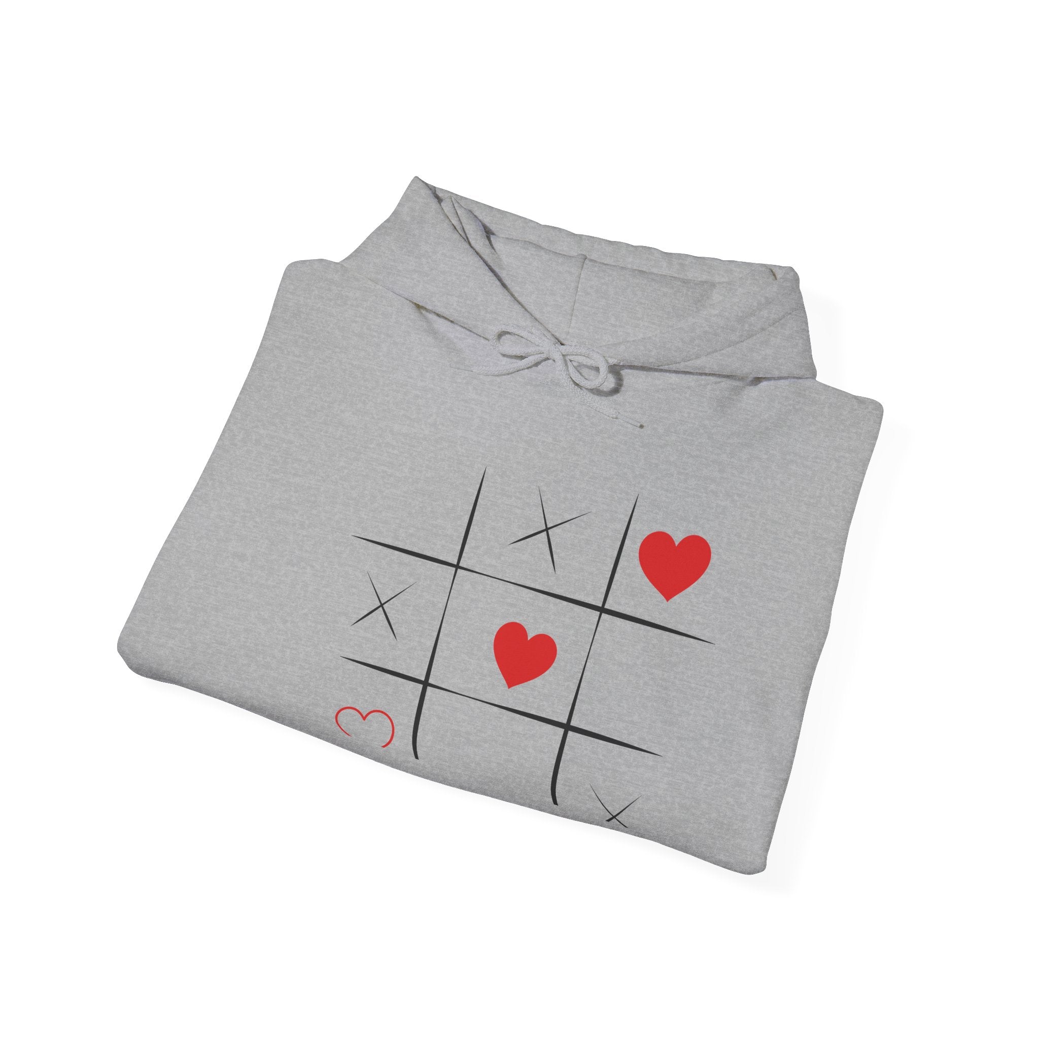 Heart Tic-Tac-Toe Hoodie — Cute Minimal Valentine’s Sweatshirt