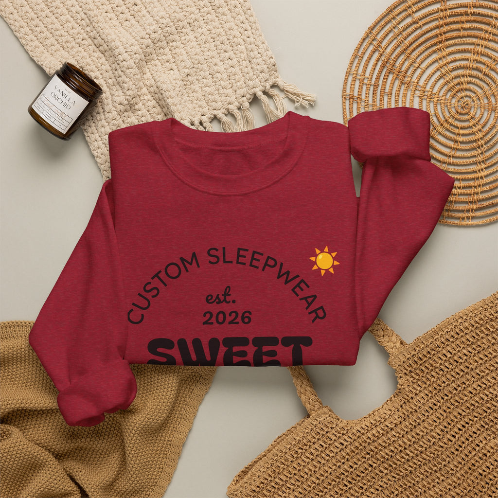 Sweet Dreams graphic Crewneck Sweatshirt | Custom Sleepwear logo, cherries