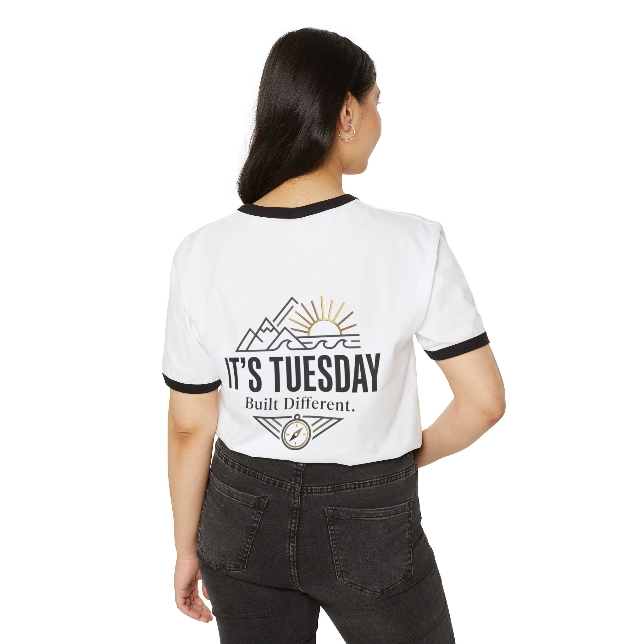 It's Tuesday Ringer T-Shirt — Built Different Retro Mountain Graphic