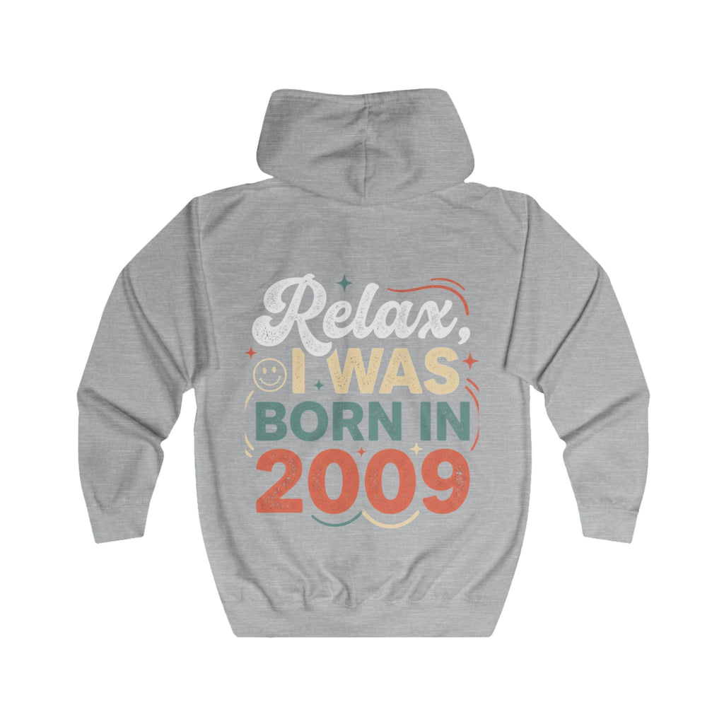 Born in 2009 Zip Hoodie – Retro Kids Birthday Sweatshirt