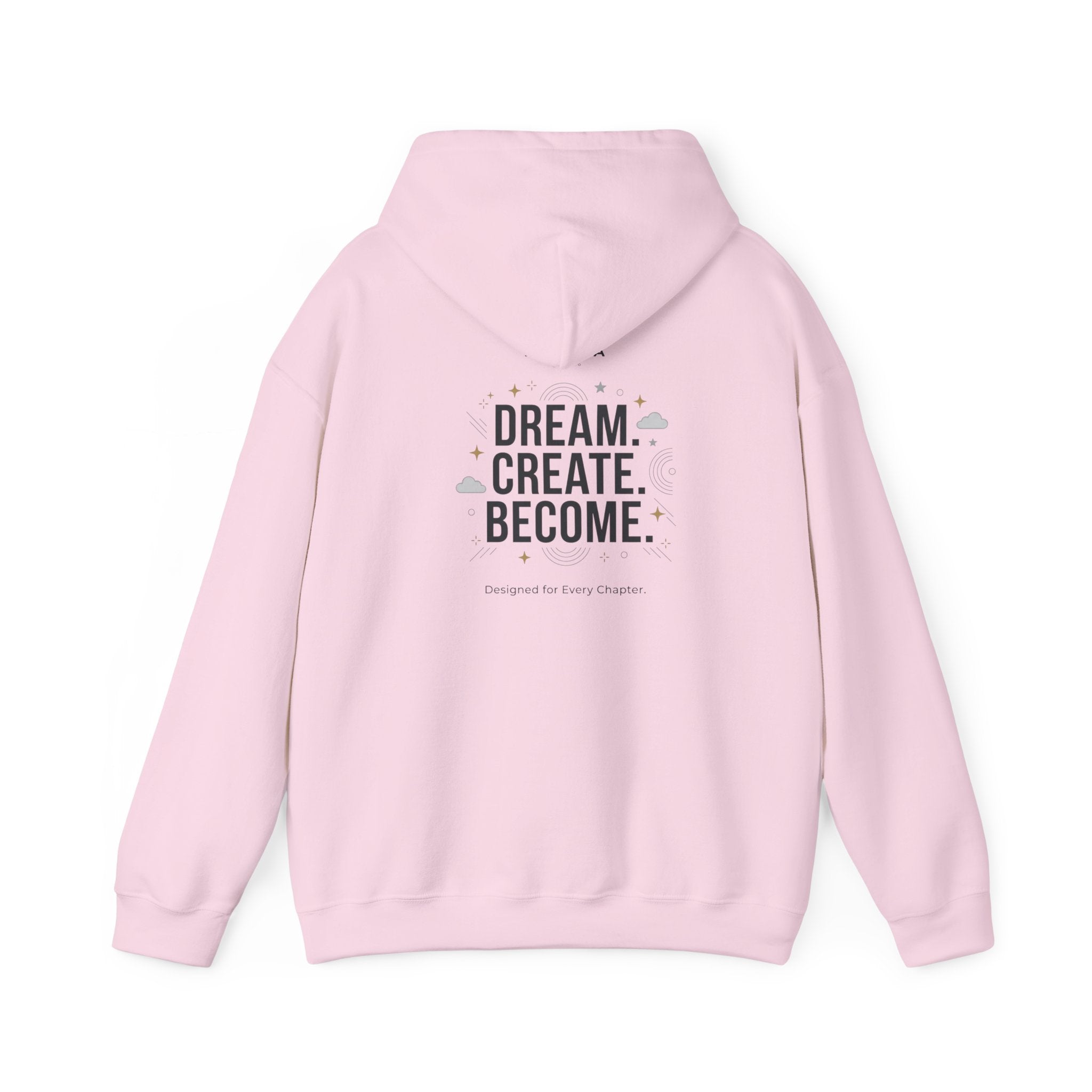 Hoodie — "Status: Unbothered" Front + "Dream. Create. Become." Back Graphic Hoodie
