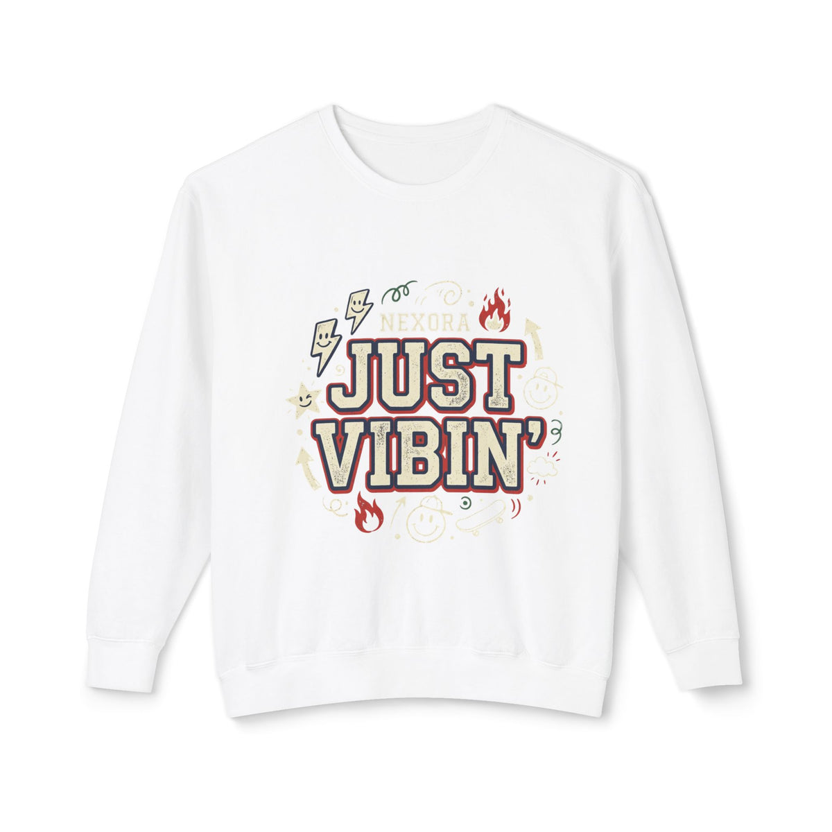 Just Vibin' Crewneck Sweatshirt — Retro Graphic Cozy Pullover