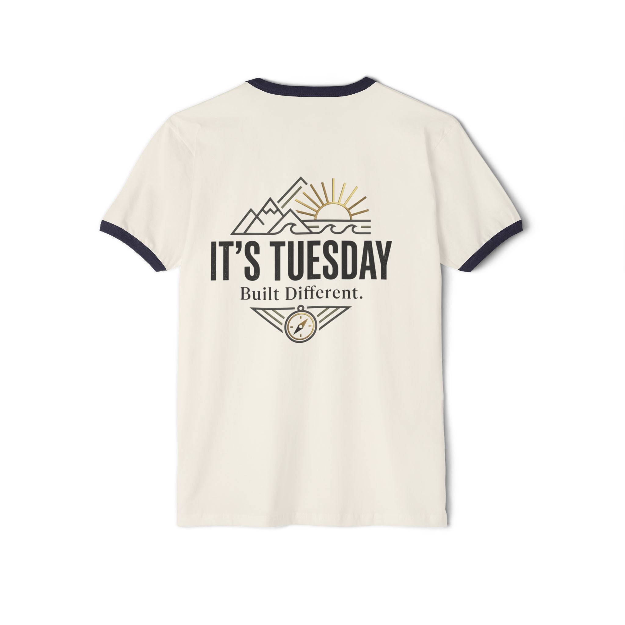 It's Tuesday Ringer T-Shirt — Built Different Retro Mountain Graphic