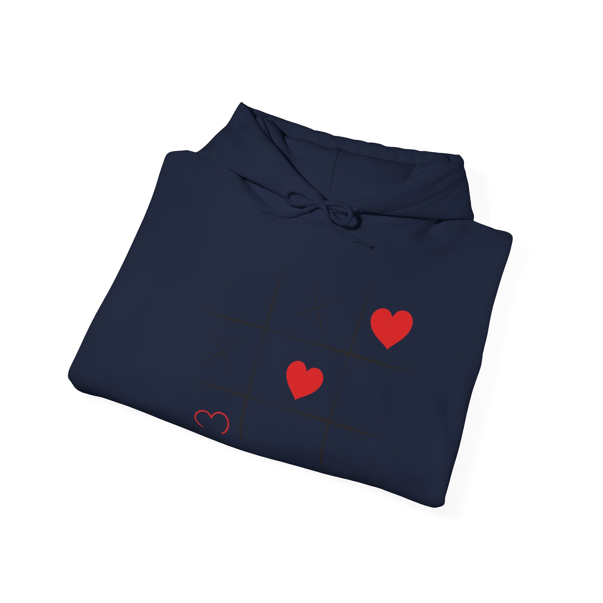 Heart Tic-Tac-Toe Hoodie — Cute Minimal Valentine’s Sweatshirt