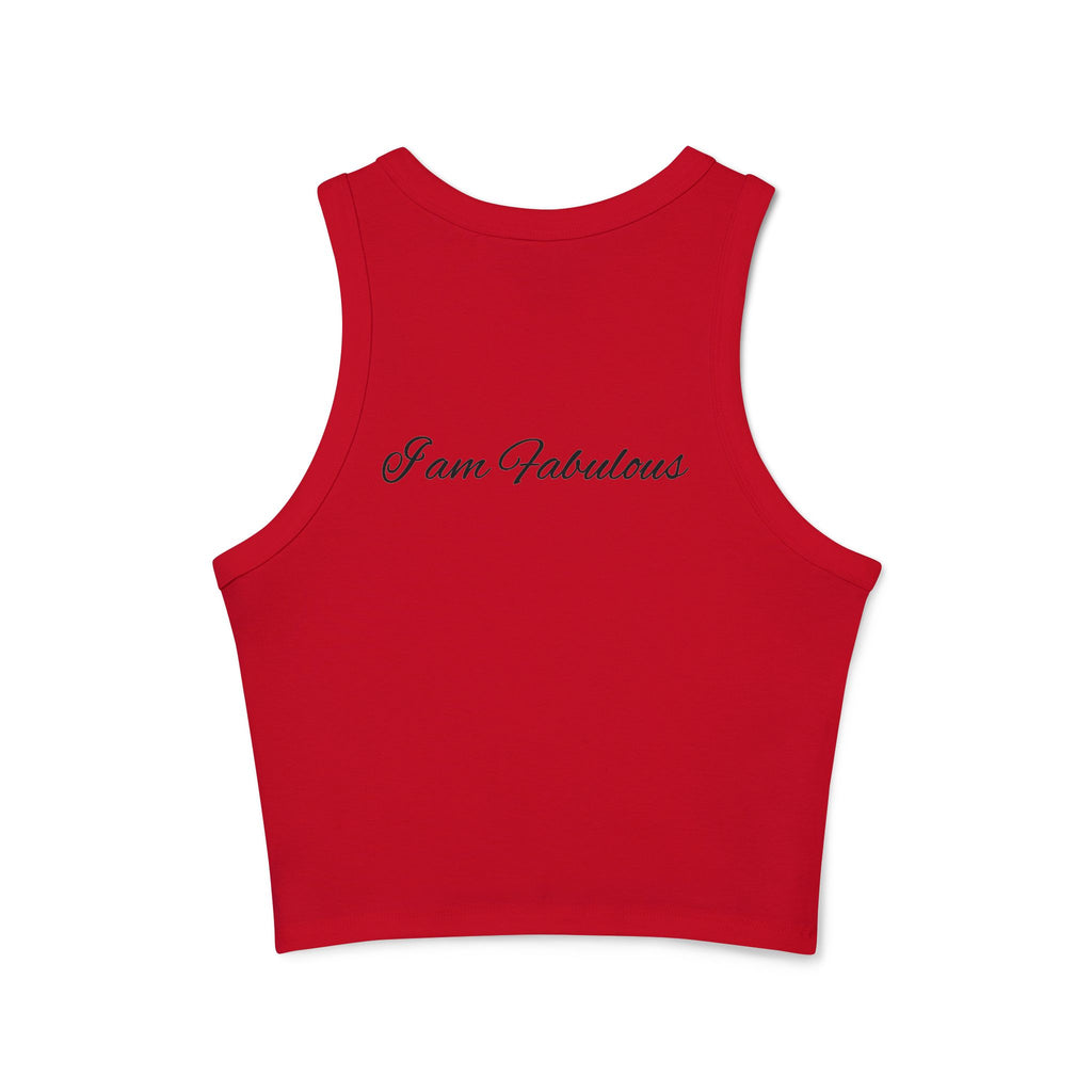 Racer Tank Top — Geometric Wolf Crest Front + “I am Fabulous” Script Back