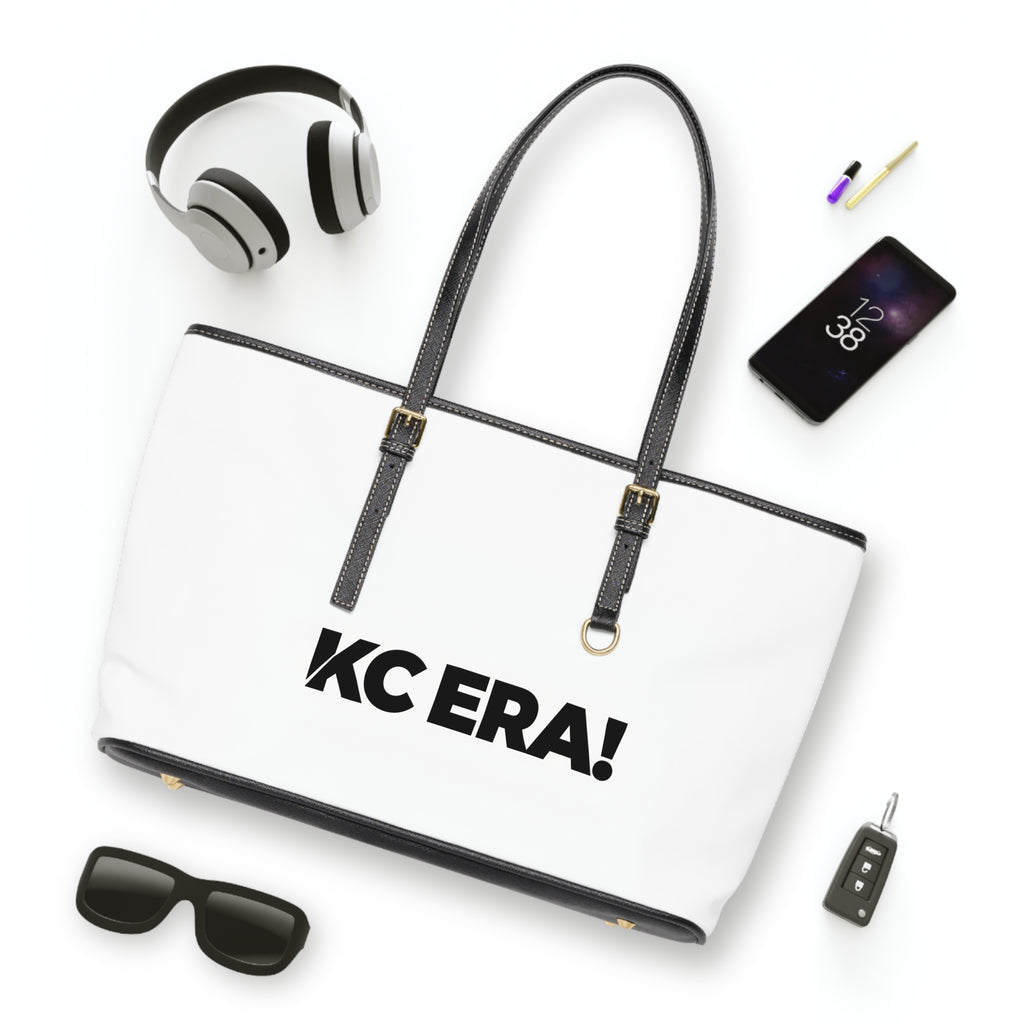 KC ERA! PU Leather Shoulder Bag — Bold White Tote for Everyday Use