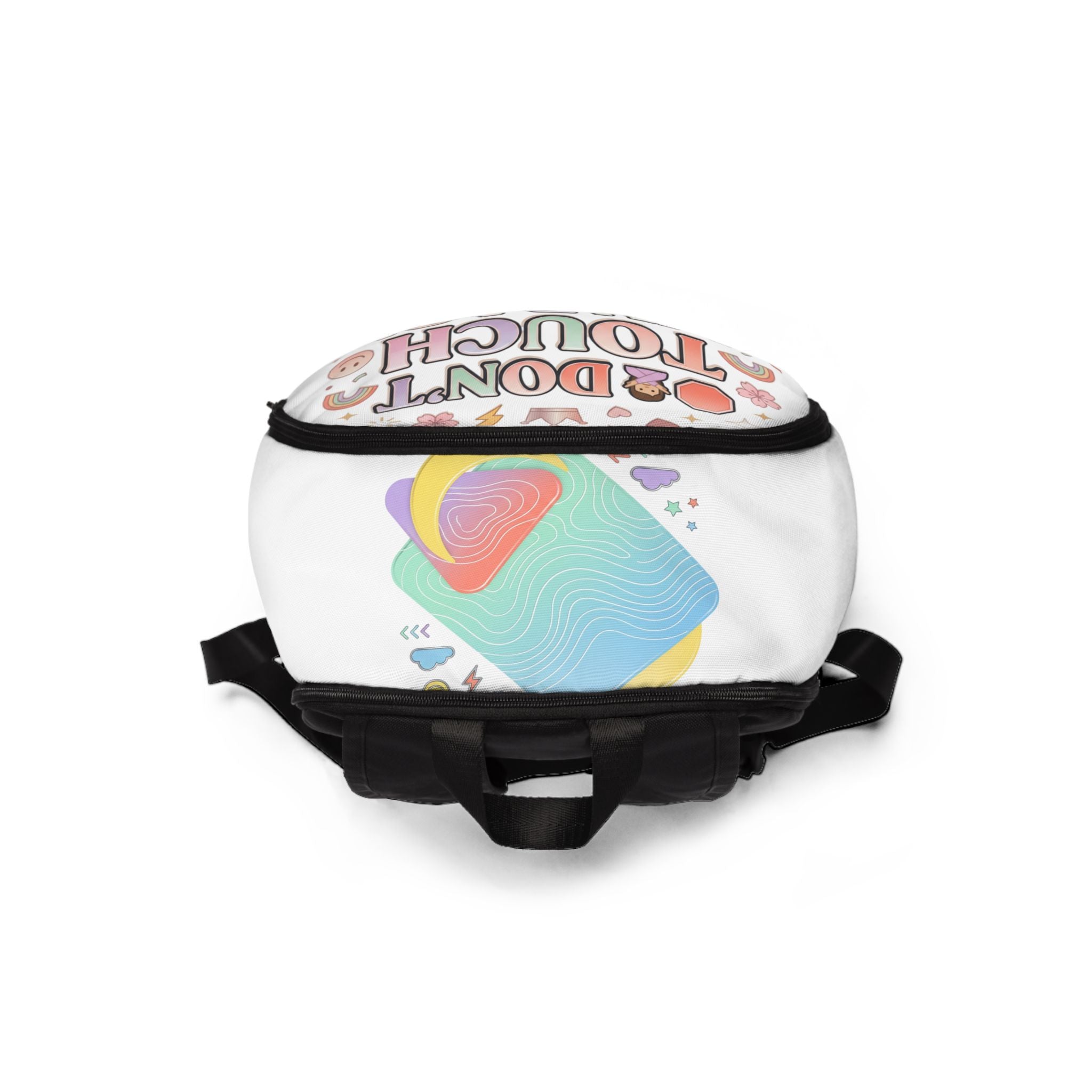 Don't Touch My Bag Backpack — Cute Pastel Emoji Graphic School Bag