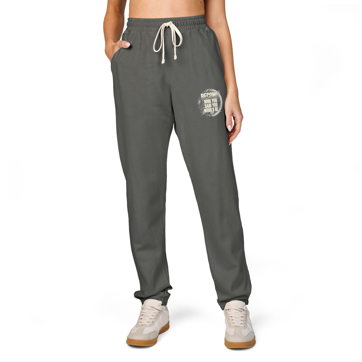 Vintage Campus Sweatpants — Distressed Shield Logo Joggers