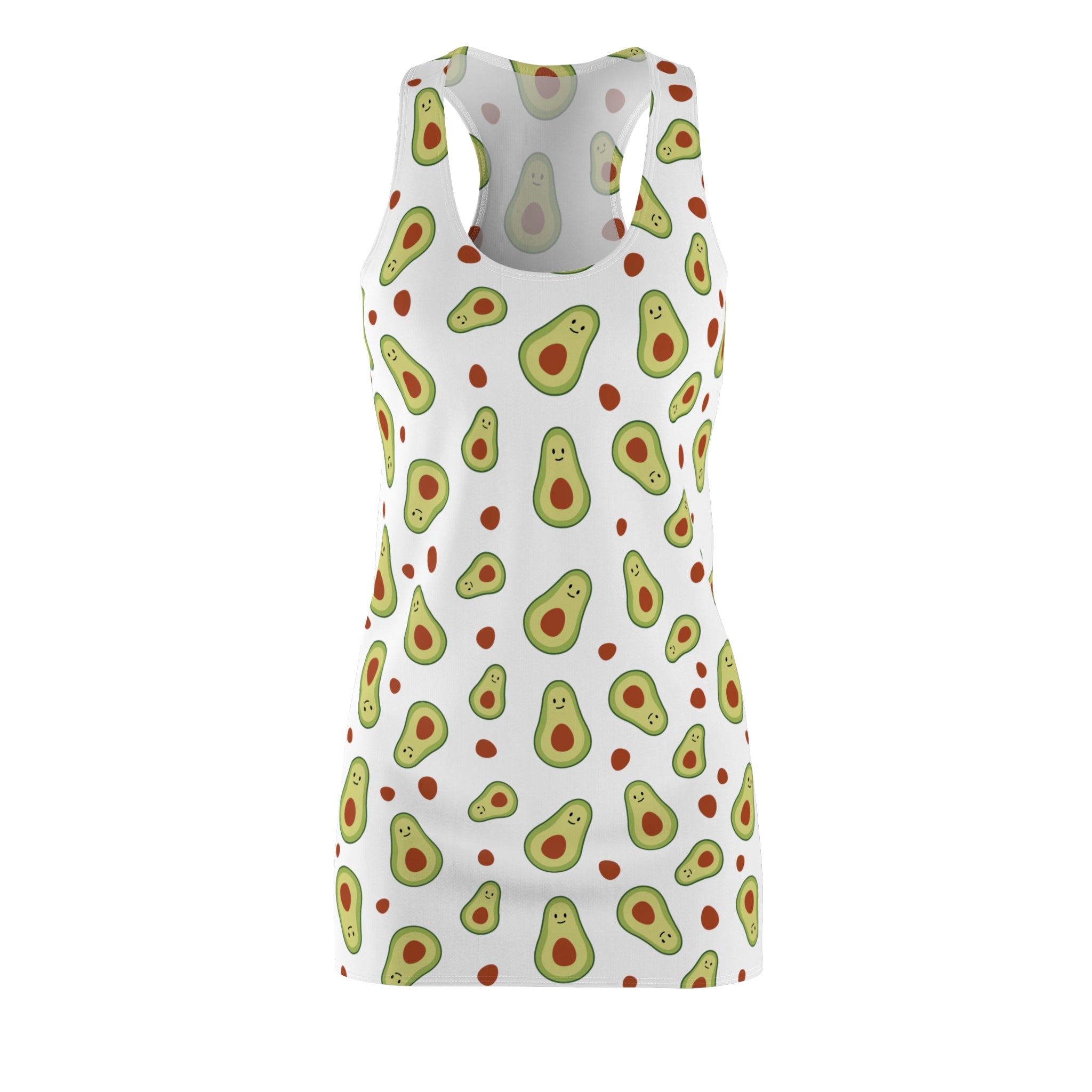 Avocado Pattern Racerback Dress – Fun Fruit Print Summer Dress