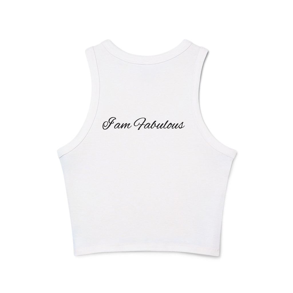 Racer Tank Top — Geometric Wolf Crest Front + “I am Fabulous” Script Back