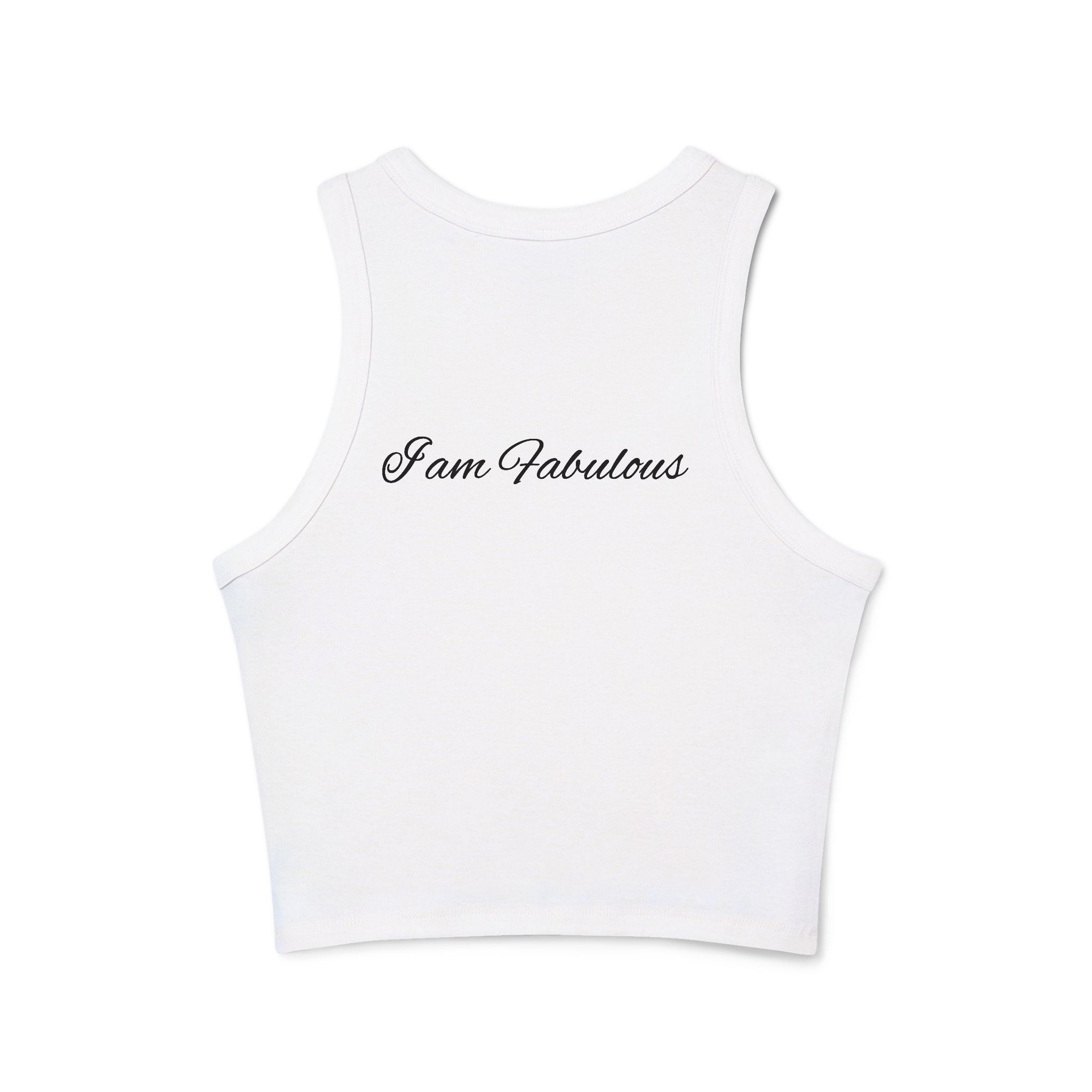 Racer Tank Top — Geometric Wolf Crest Front + “I am Fabulous” Script Back