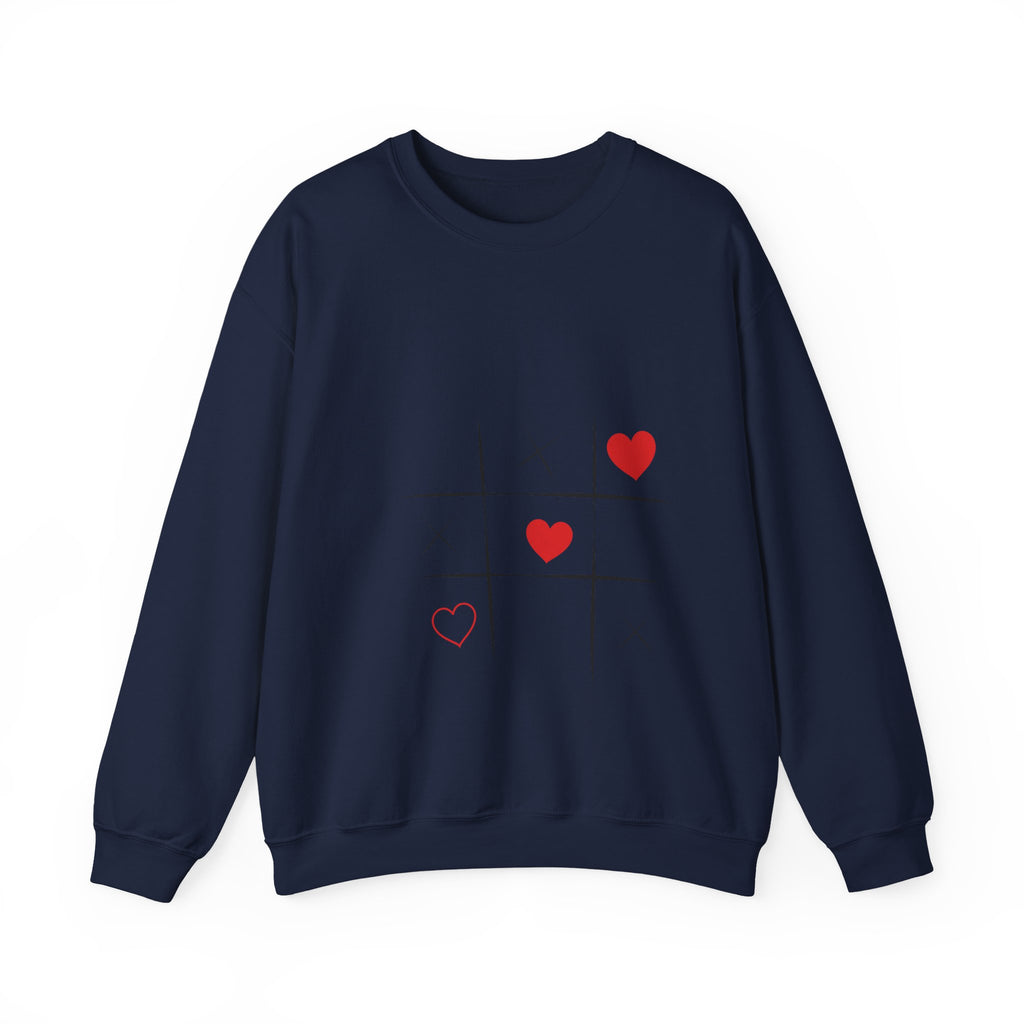 Tic-Tac-Toe Heart Crewneck Sweatshirt — Cute Valentine Graphic Pullover