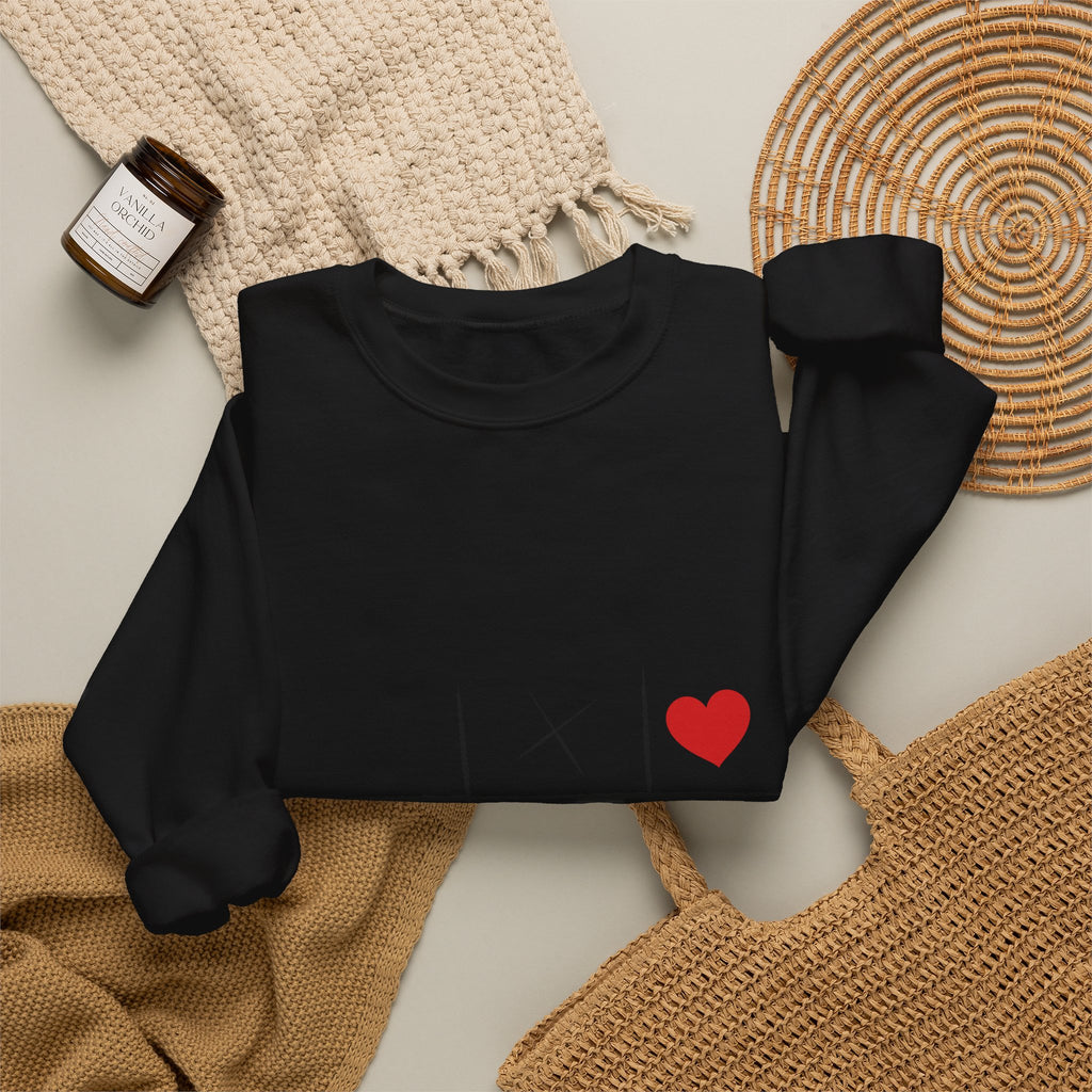 Tic-Tac-Toe Heart Crewneck Sweatshirt — Cute Valentine Graphic Pullover