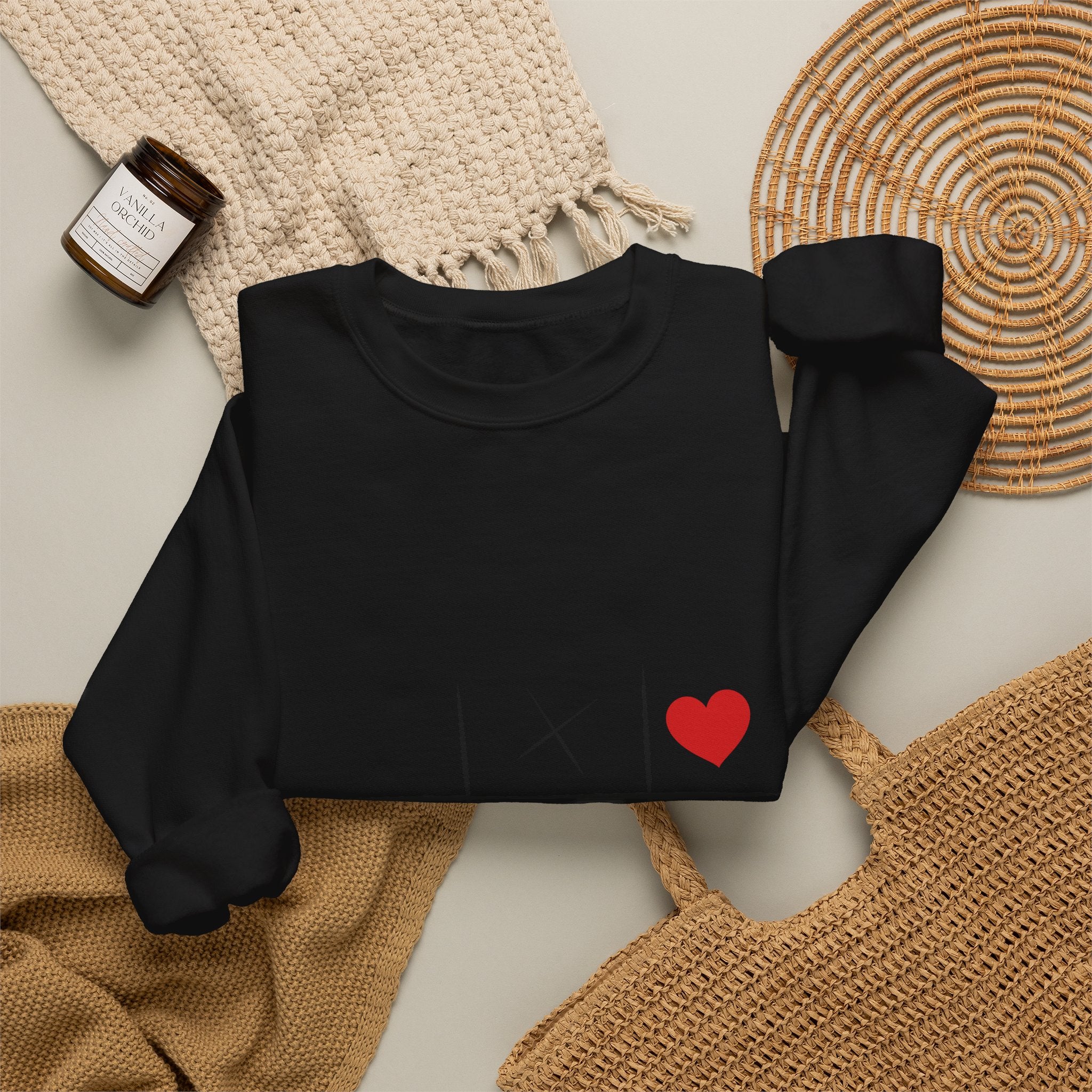 Tic-Tac-Toe Heart Crewneck Sweatshirt — Cute Valentine Graphic Pullover