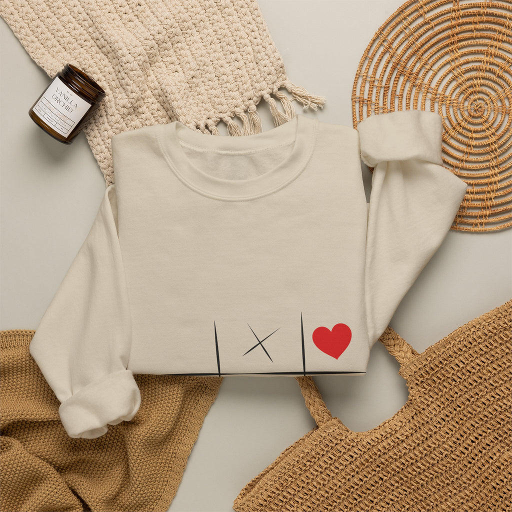 Tic-Tac-Toe Heart Crewneck Sweatshirt — Cute Valentine Graphic Pullover