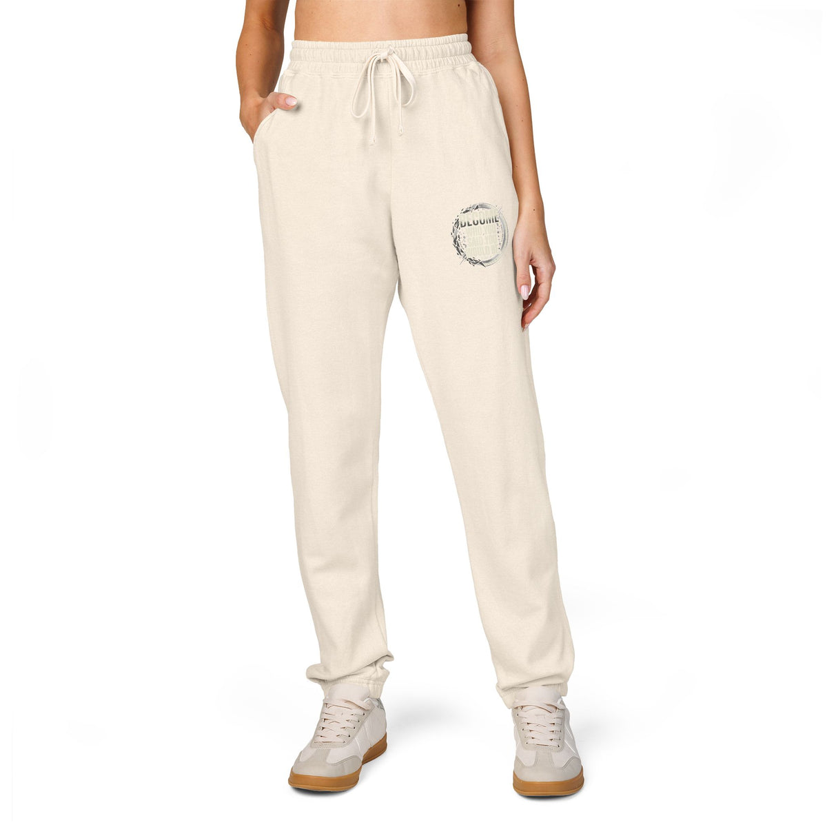 Vintage Campus Sweatpants — Distressed Shield Logo Joggers