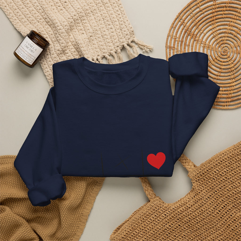 Tic-Tac-Toe Heart Crewneck Sweatshirt — Cute Valentine Graphic Pullover
