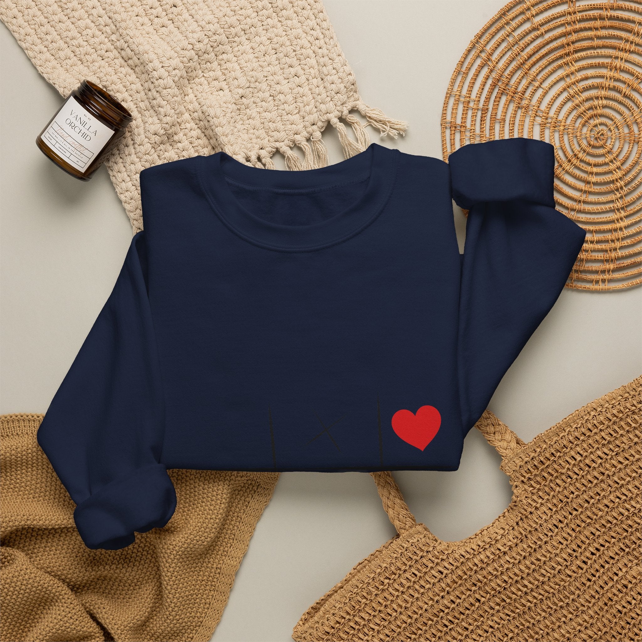 Tic-Tac-Toe Heart Crewneck Sweatshirt — Cute Valentine Graphic Pullover